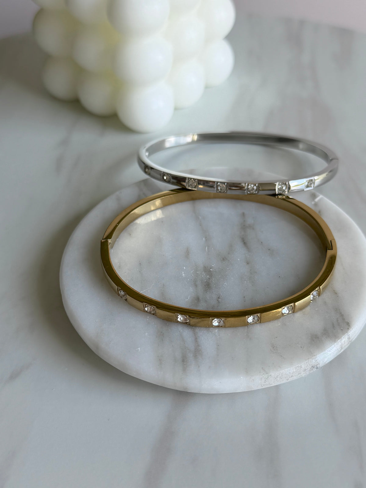 Minimalist Bangle with Zirconia Accents