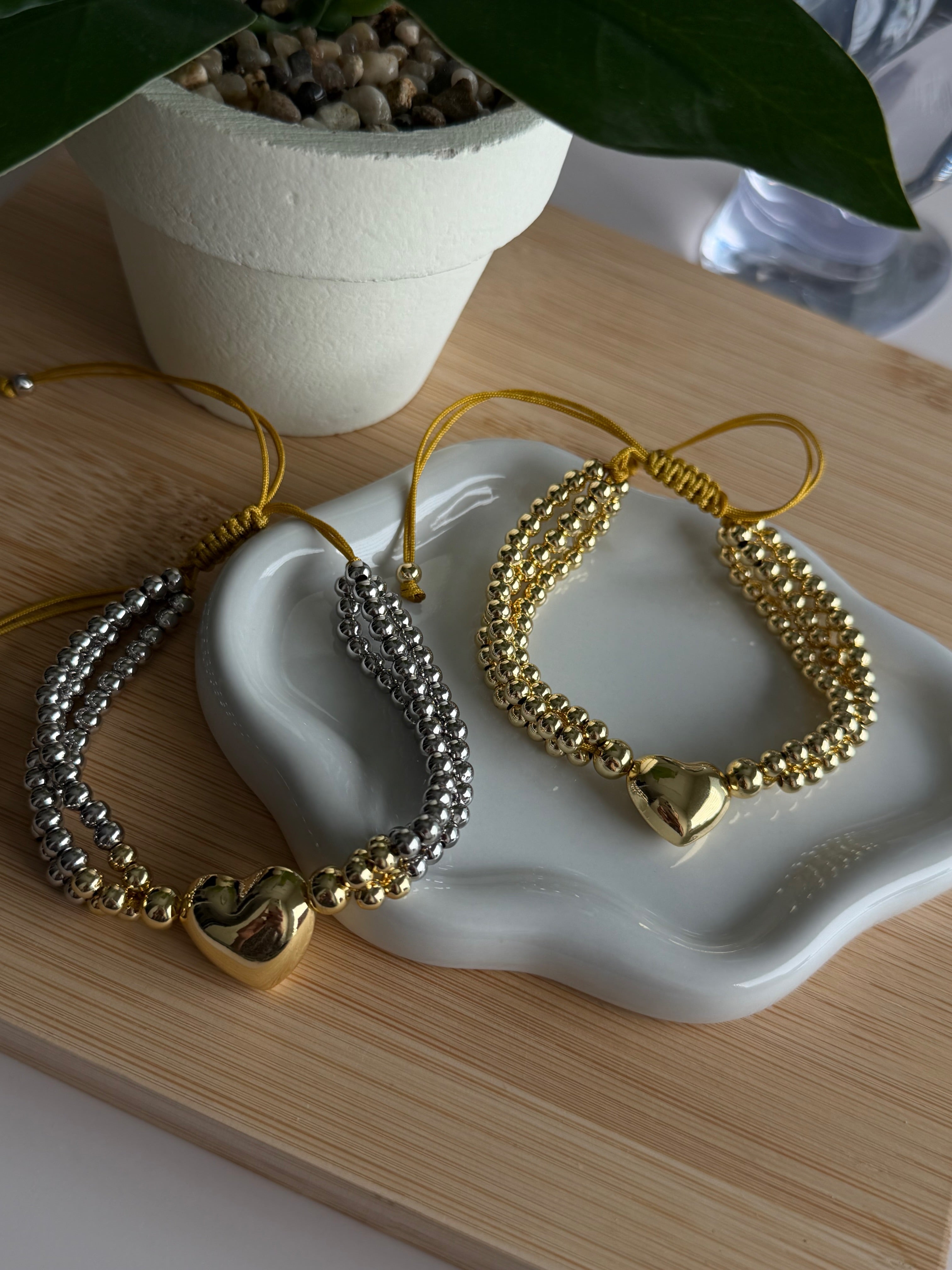 Heart Beaded Adjustable Bracelet