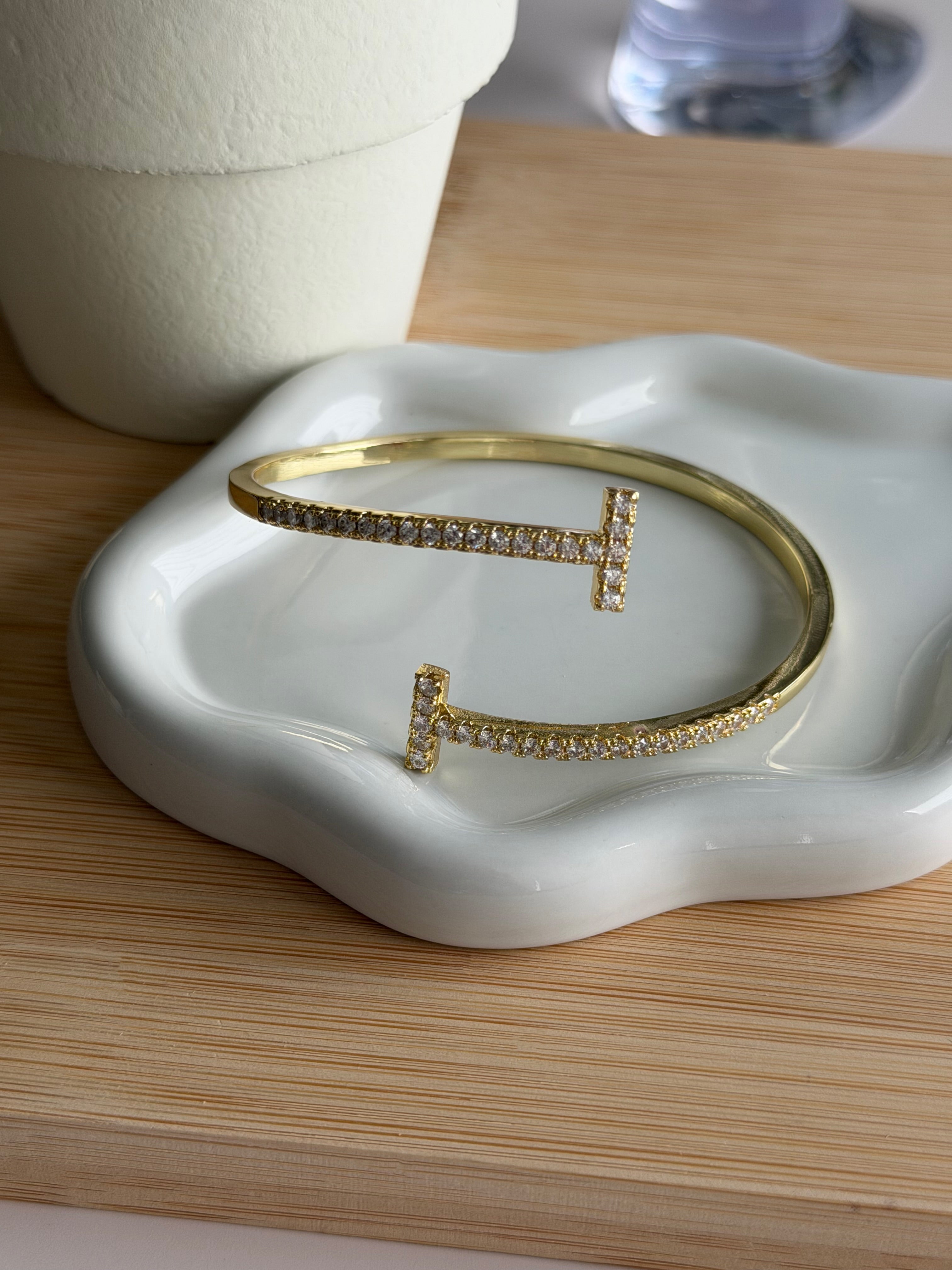 T Crystal Open Bangle