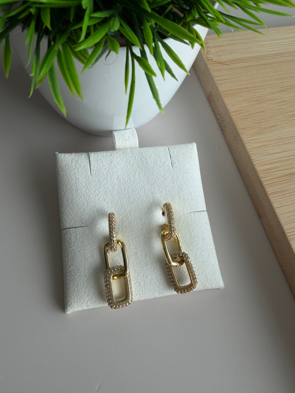 Gold Link Drop Earrings