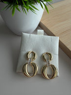 Gold Link Circle Earrings