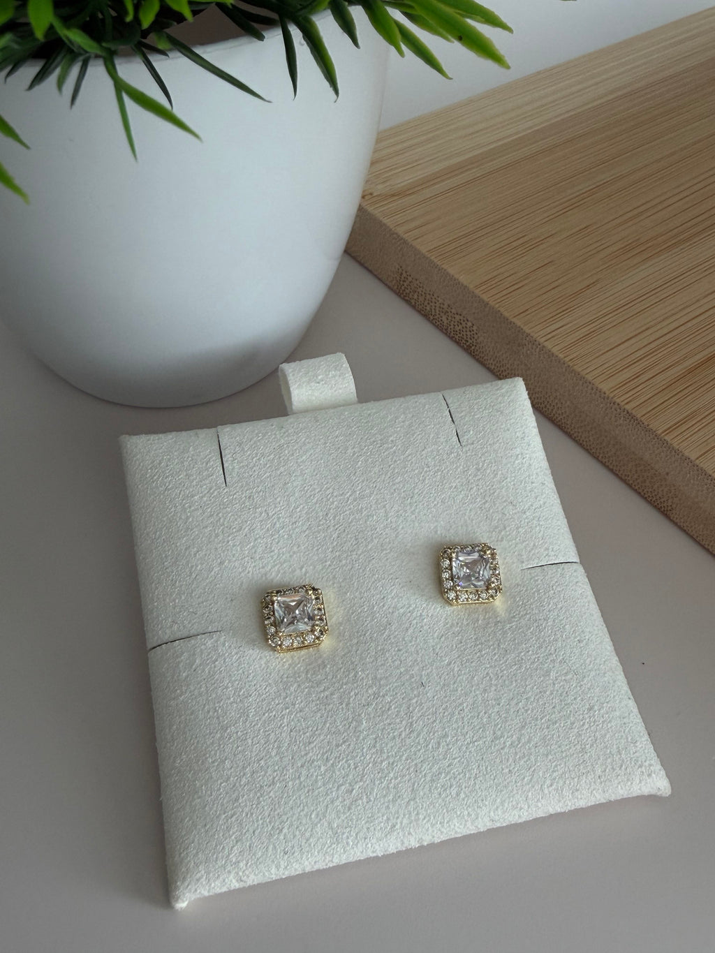Square Halo Stud Earrings