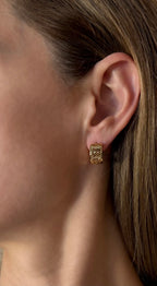 Chevron Textured Gold Huggie Hoops