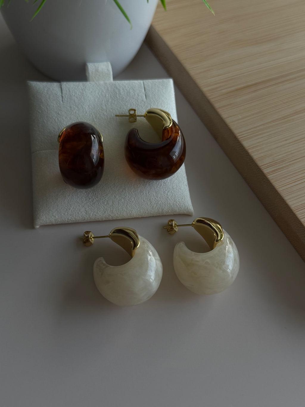 Luxe Resin Crescent Drop Earrings