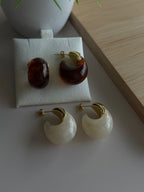 Luxe Resin Crescent Drop Earrings