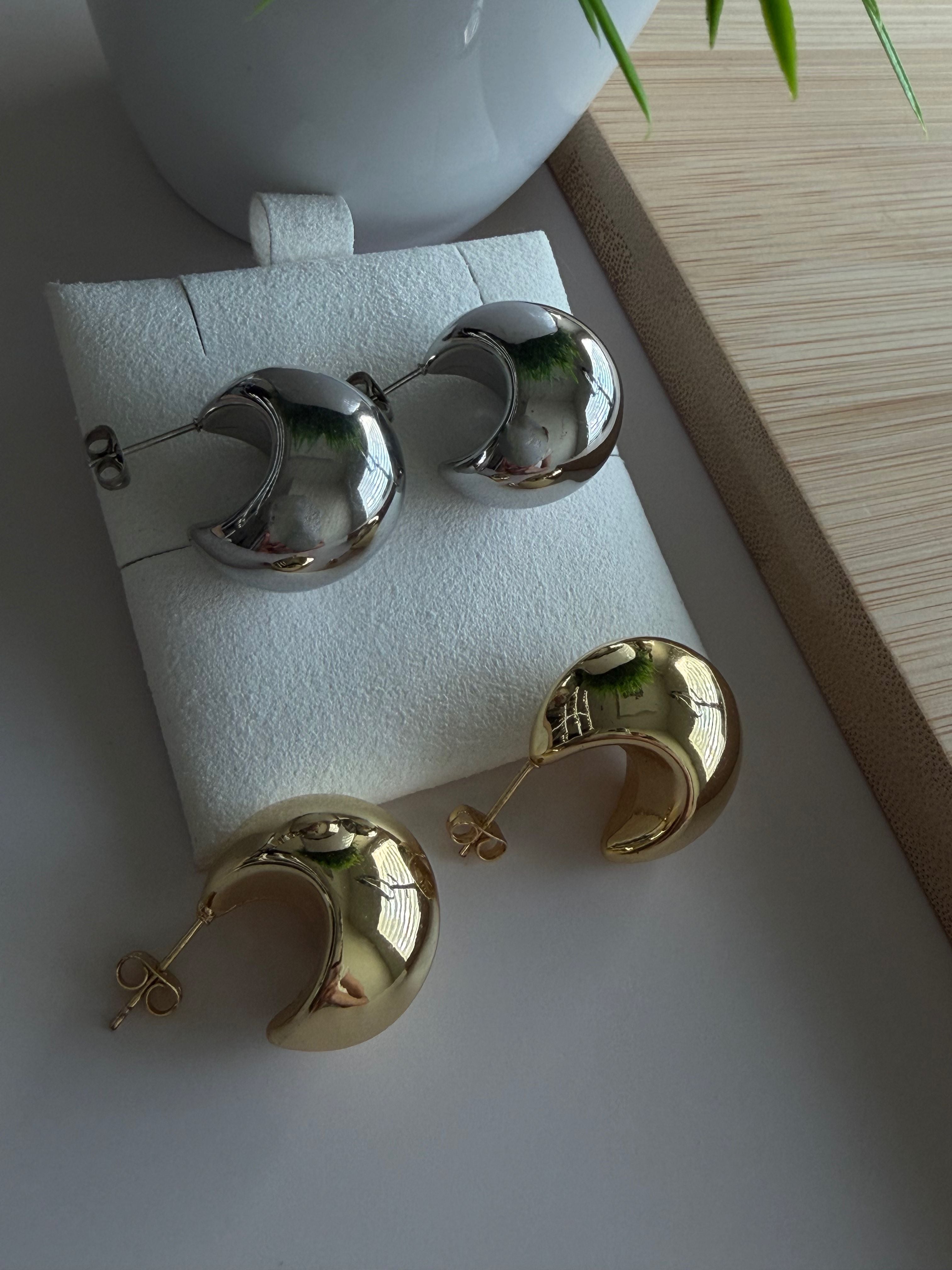 Sculpted Crescent Stud Earrings