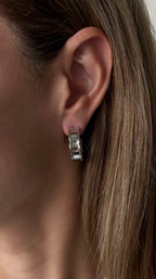 Silver Wavy Mini Hoops