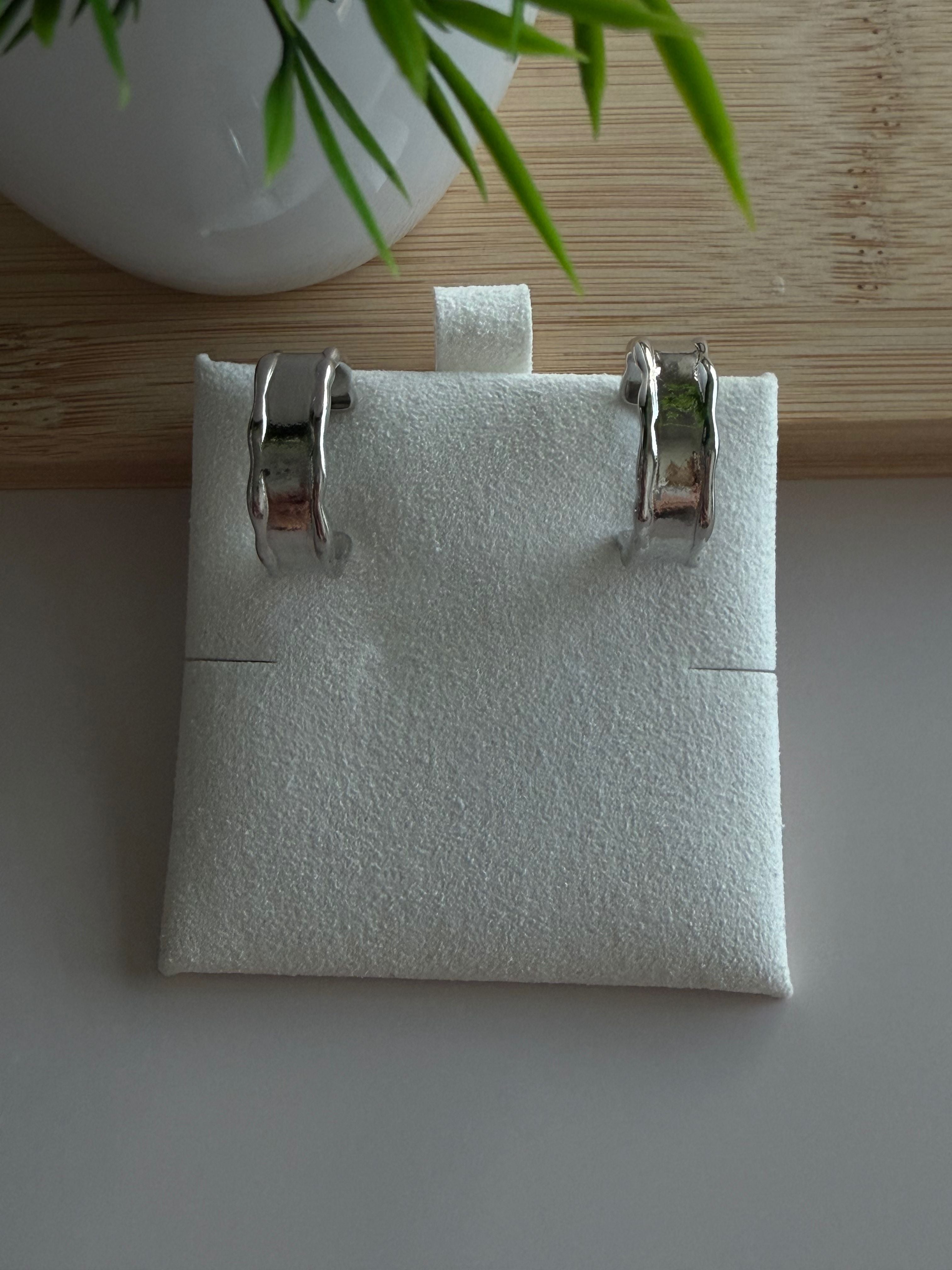 Silver Wavy Mini Hoops