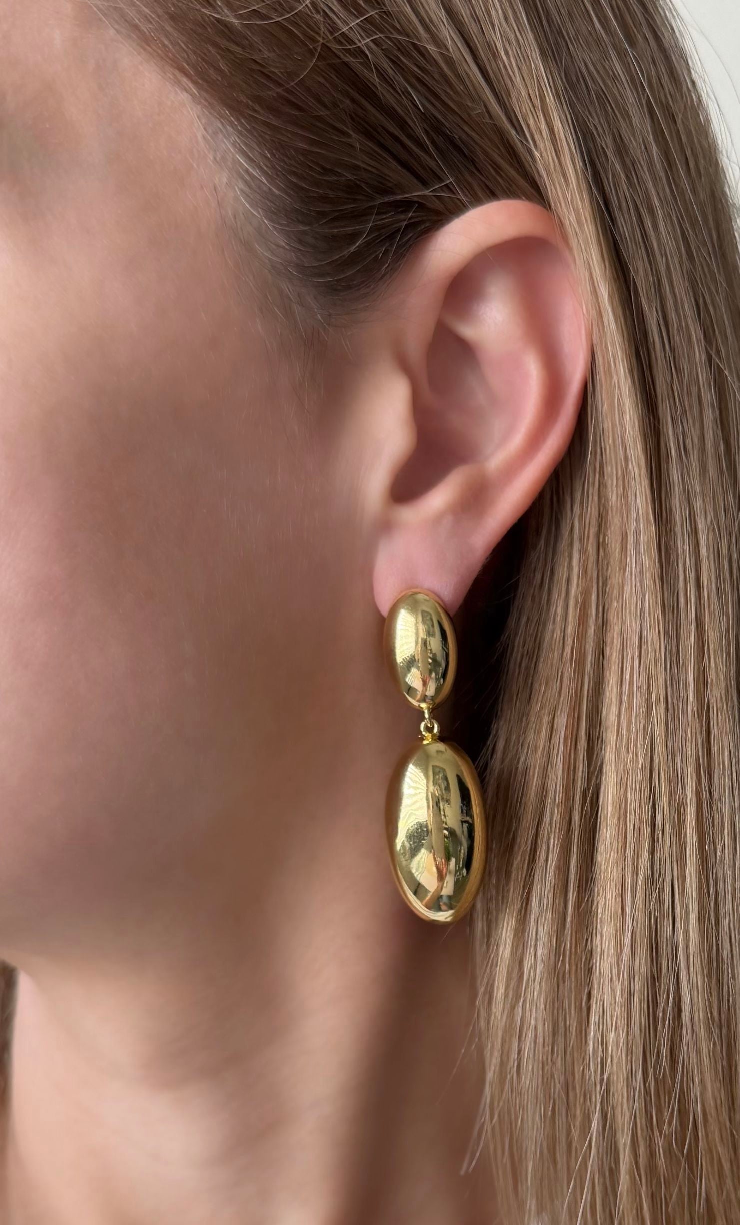 Double Oval Drop Earrings