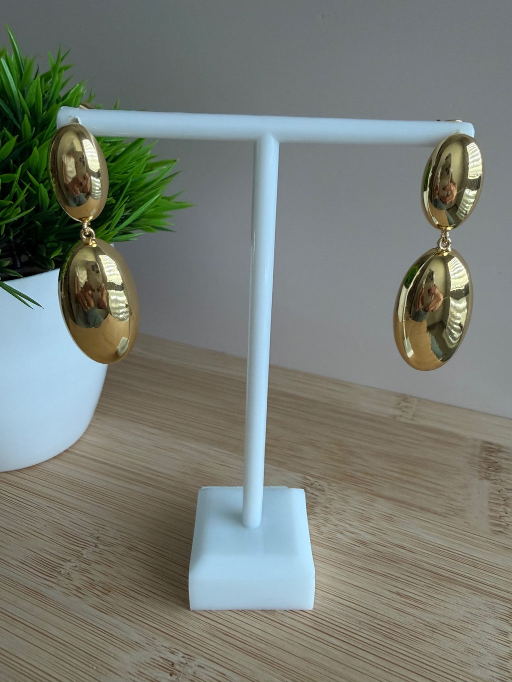 Double Oval Drop Earrings