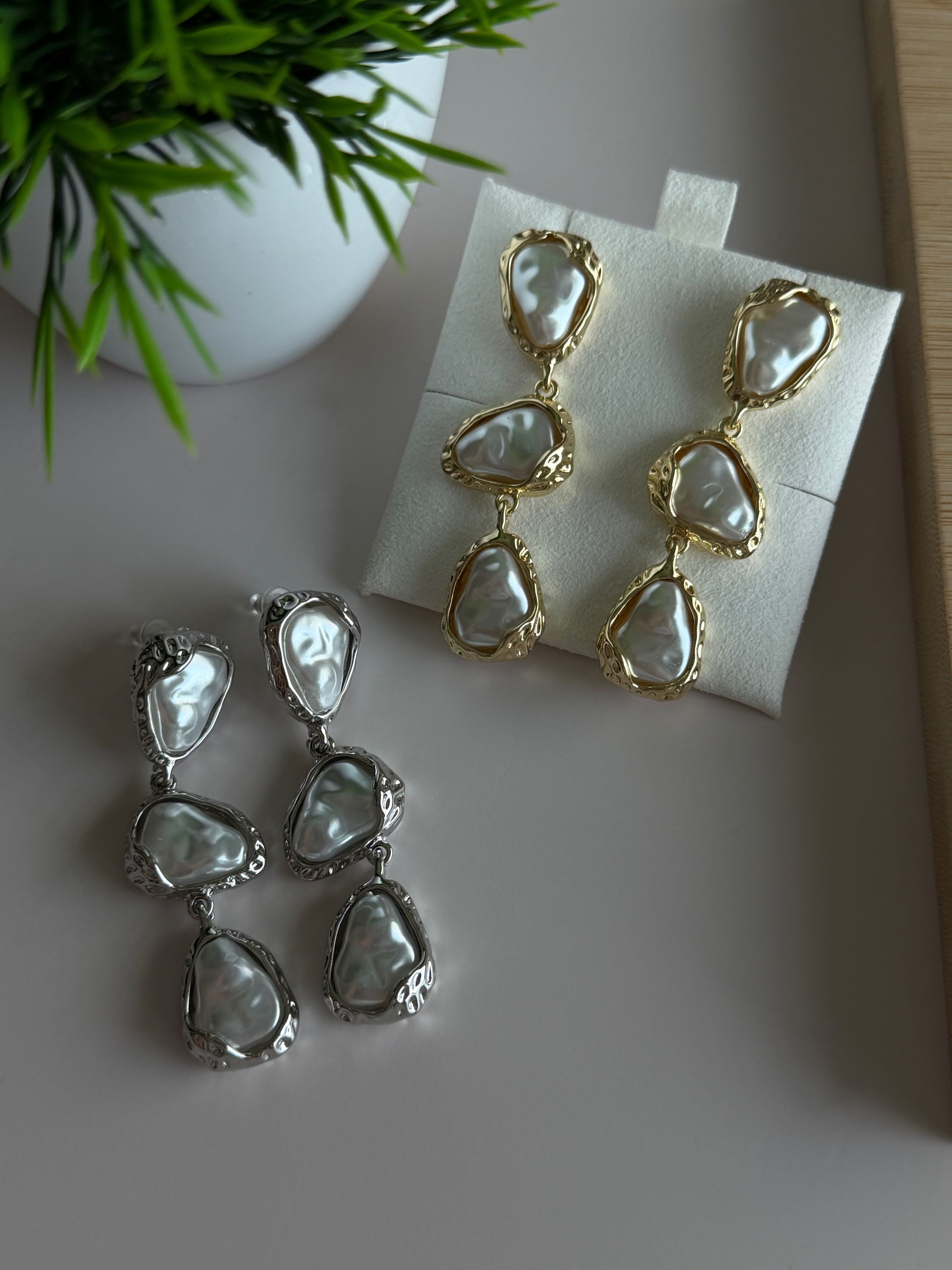 Modern Pearl Drop Earrings