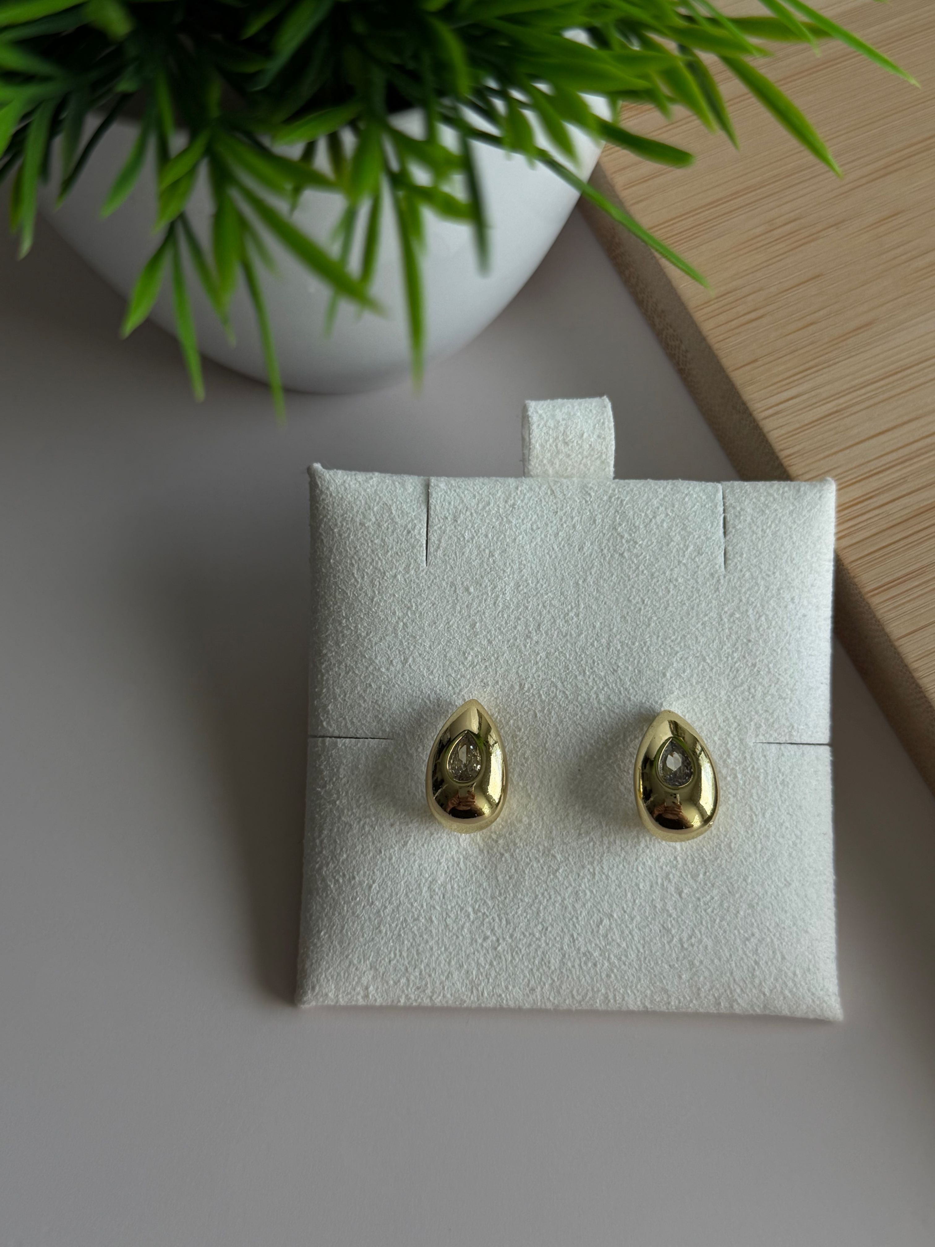 Gold Teardrop Stud Earrings