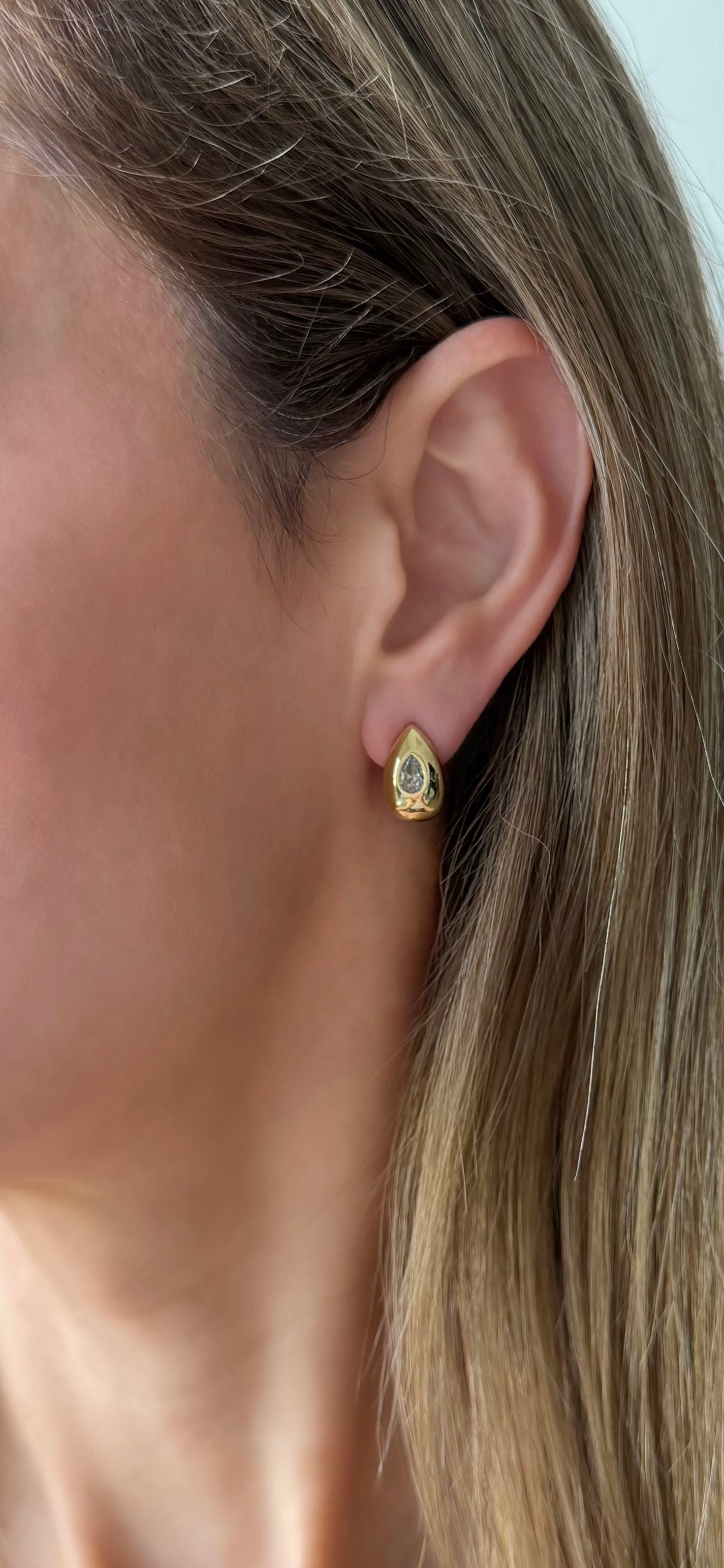 Gold Teardrop Stud Earrings