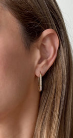 Safety Pin Pavé Earrings