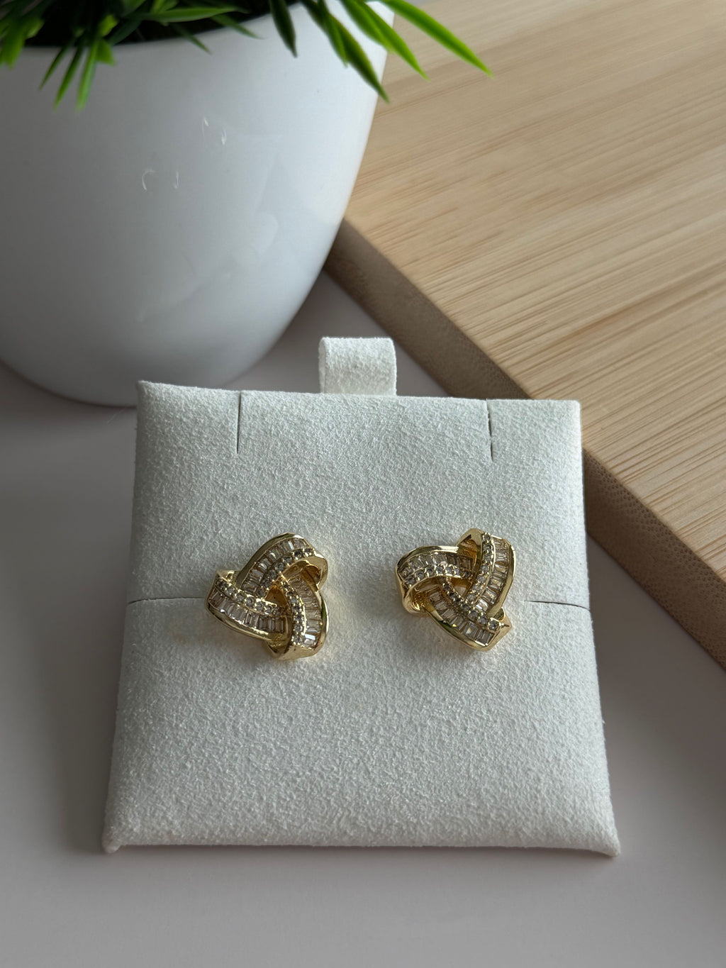 Baguette Knot Stud Earrings