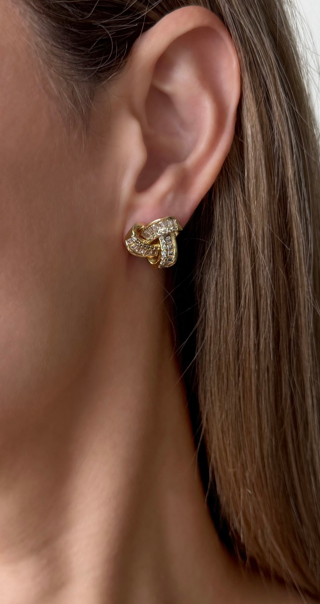 Baguette Knot Stud Earrings