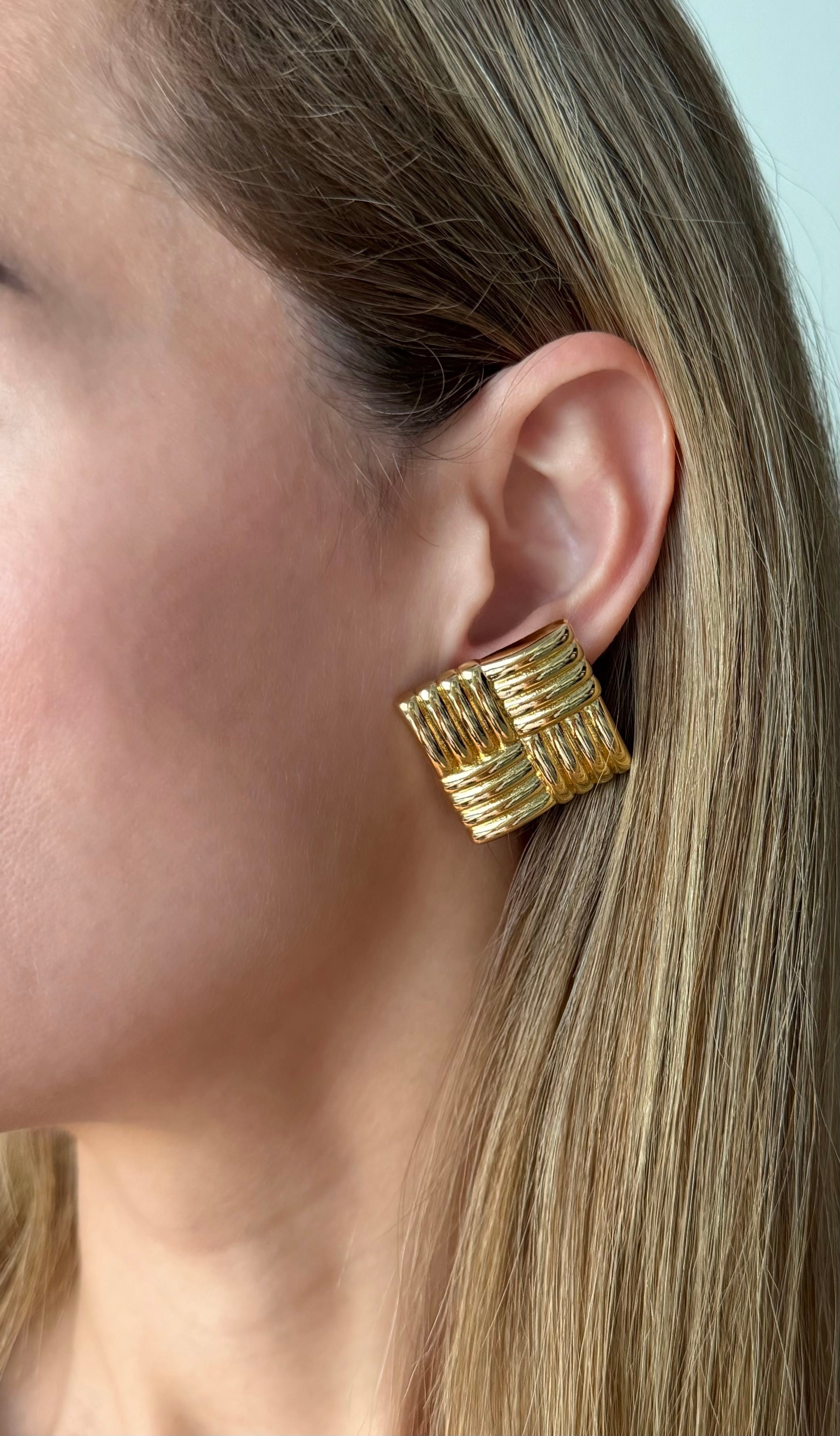 Textured Square Statement Earrings