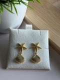 Starfish Drop Seashell Earrings