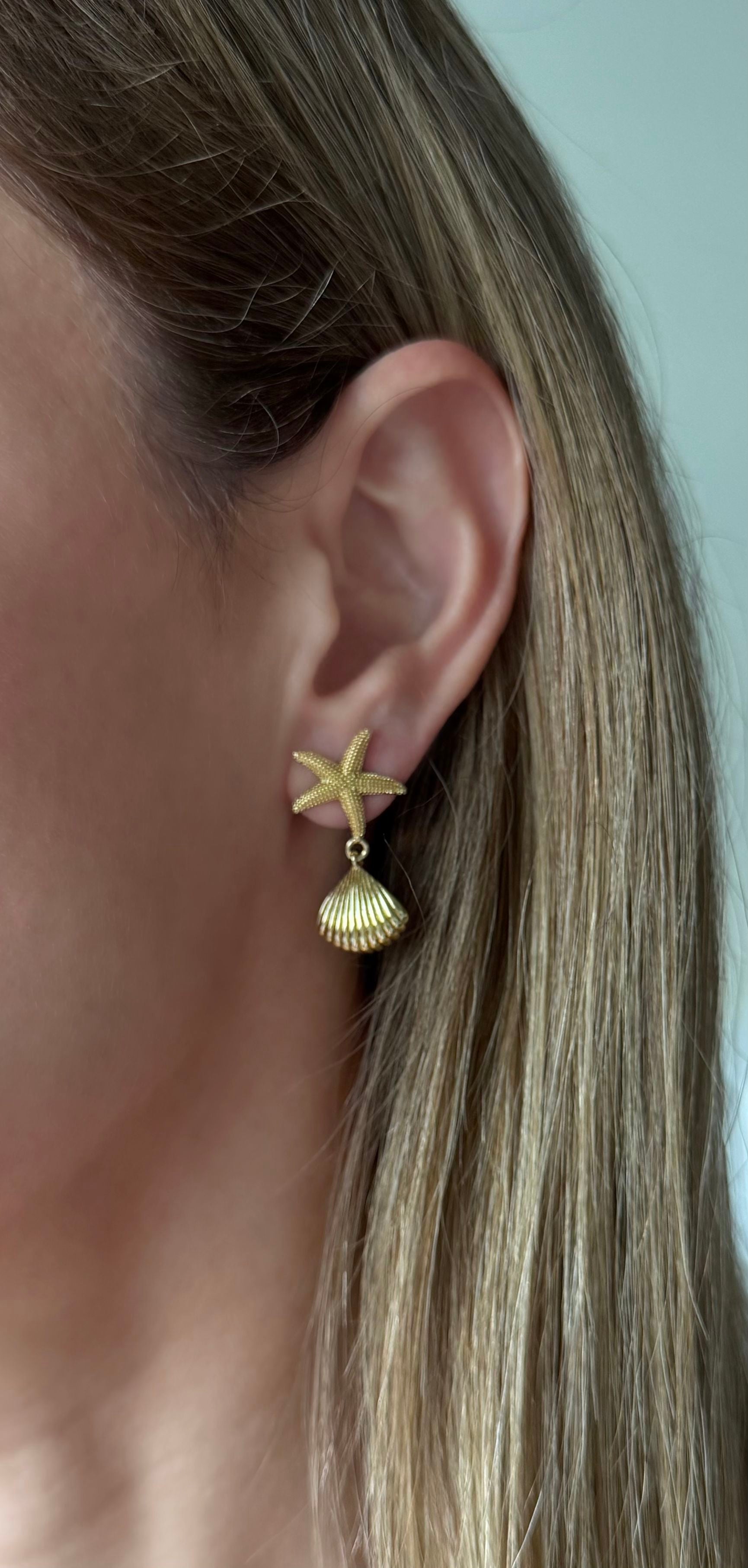 Starfish Drop Seashell Earrings