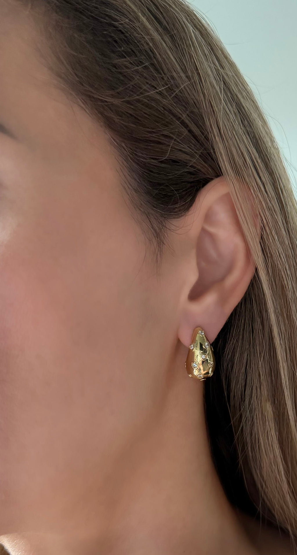 Heart-Studded Teardrop Earrings