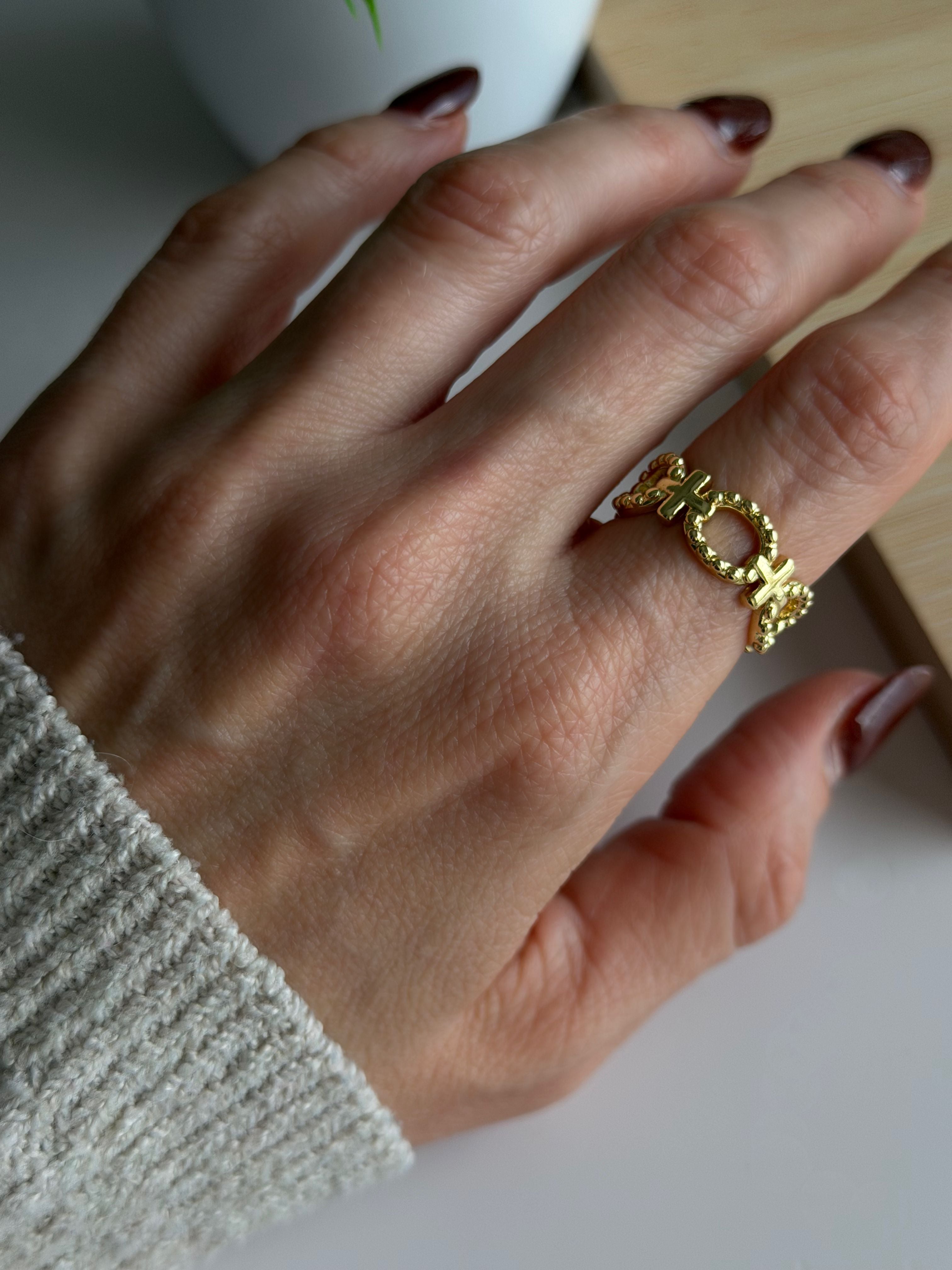 Linked Symbols Adjustable Ring