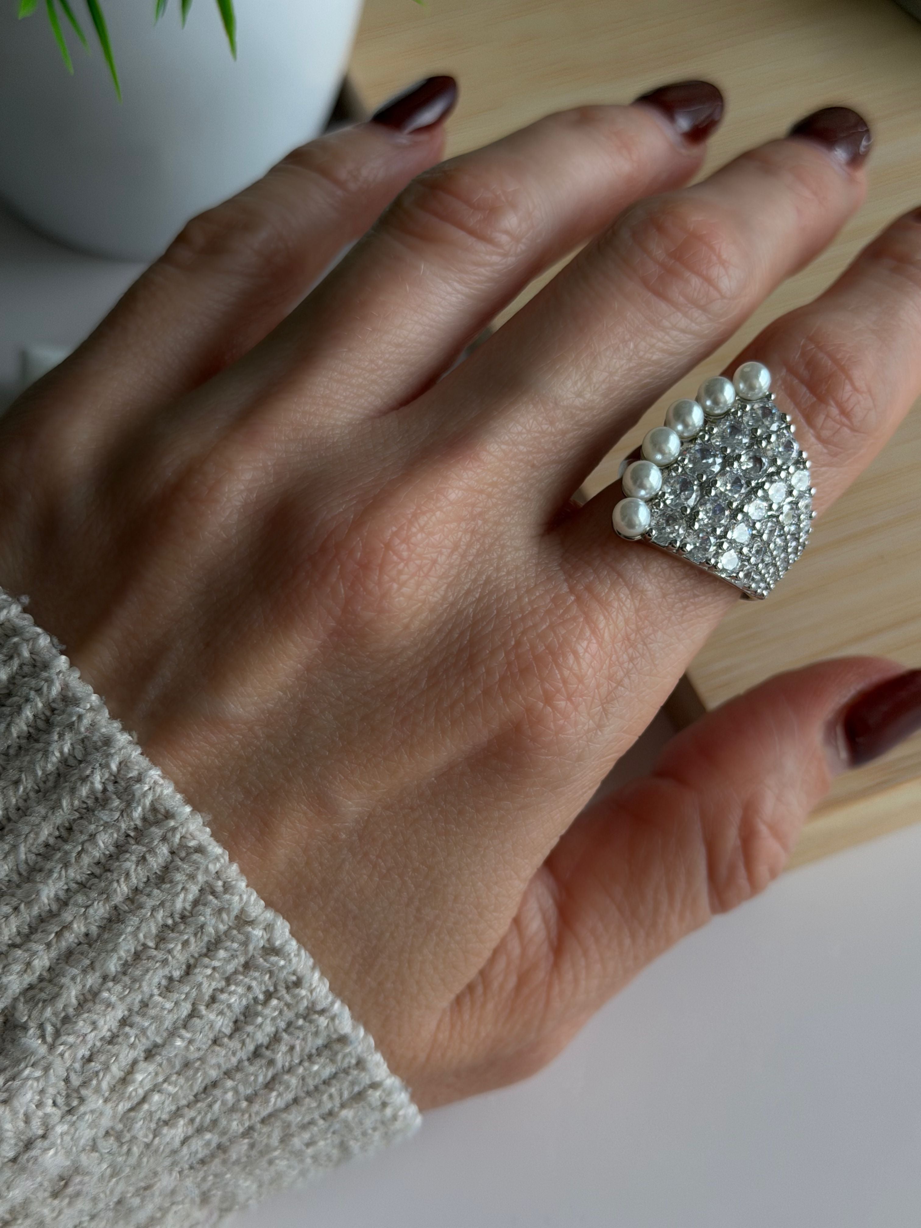 Pearl Row Statement Ring