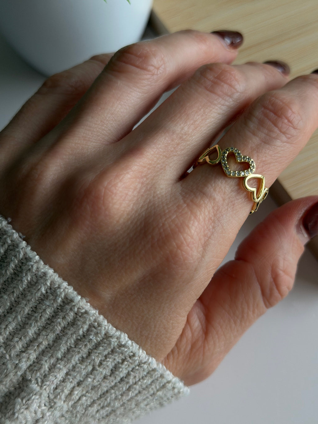 Linked Hearts Open Ring