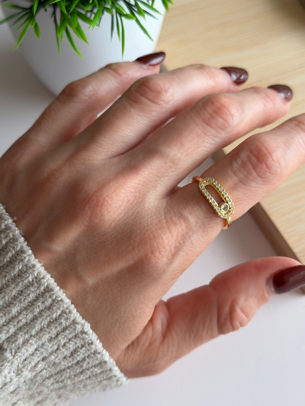 Dual Beads Open Ring