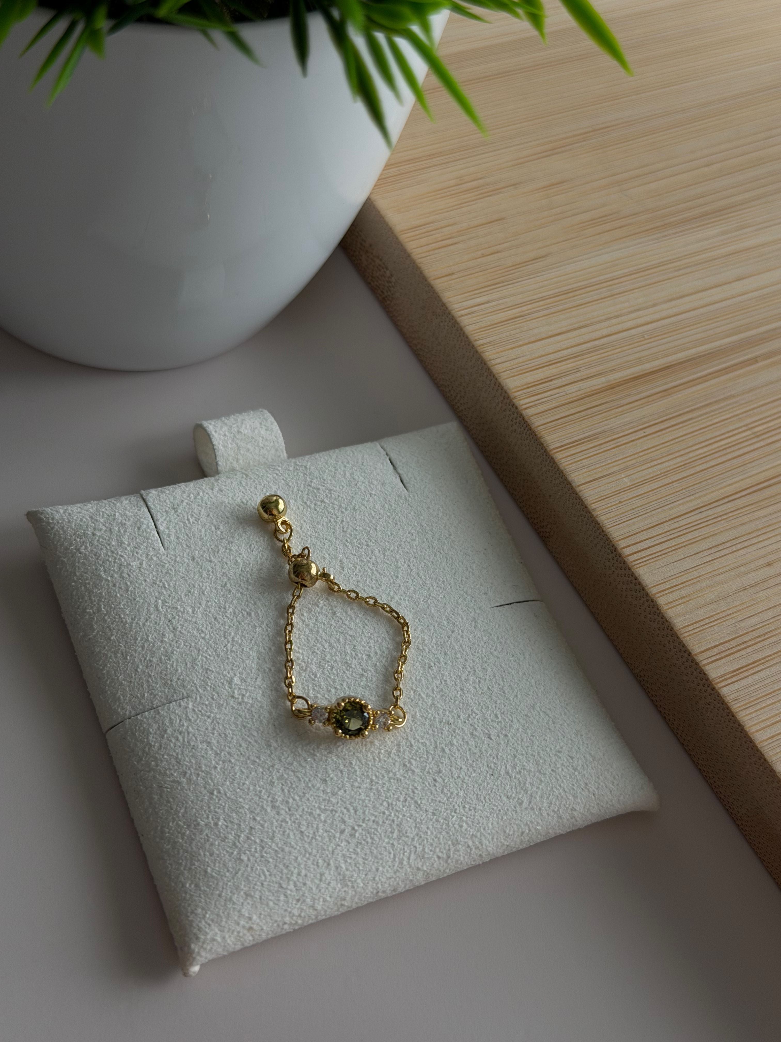 Green Sparkle Chain Ring