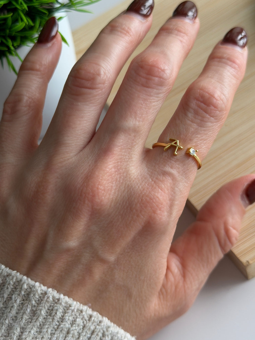 Initial Letter Adjustable Ring