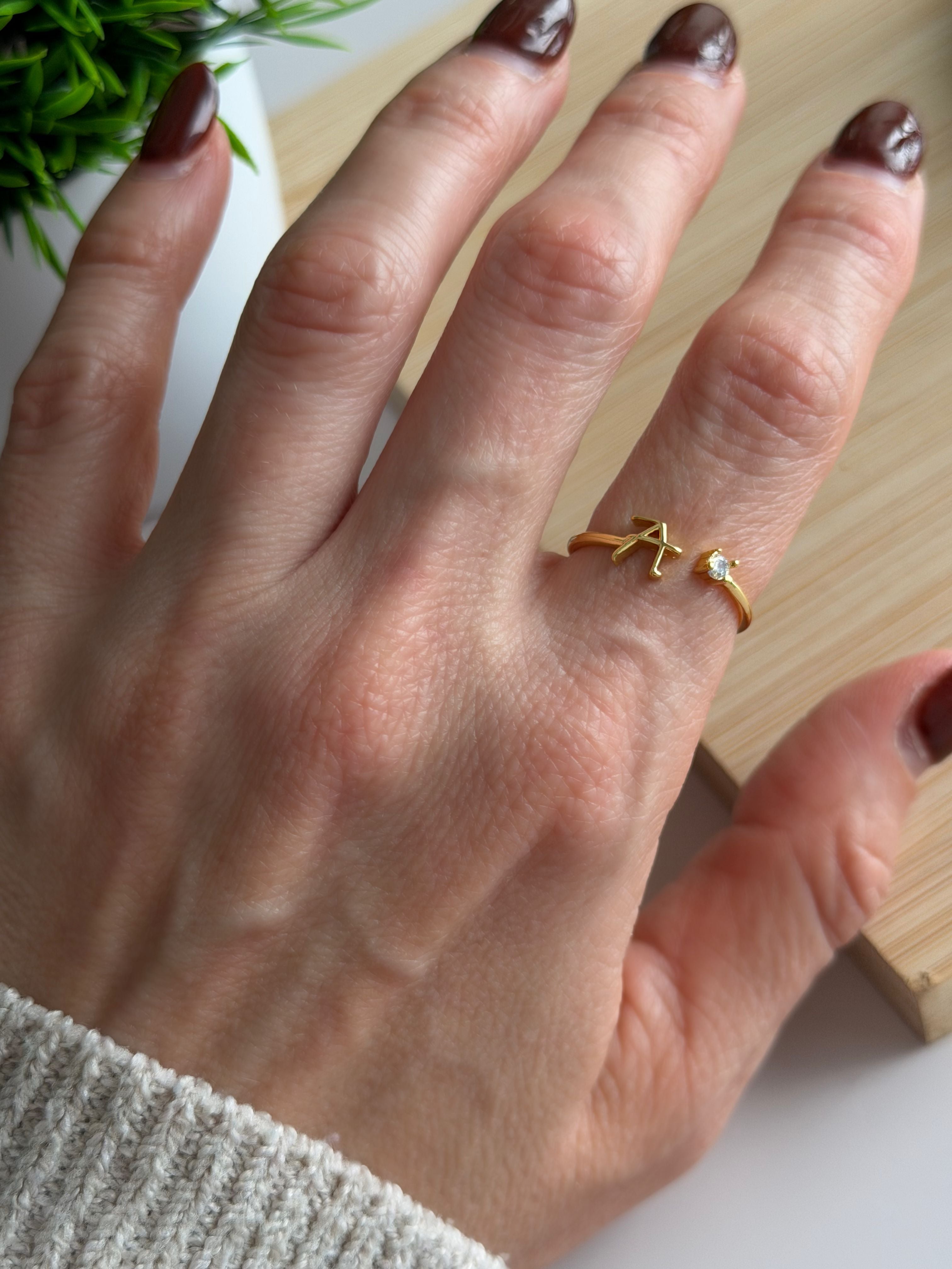 Initial Letter Adjustable Ring