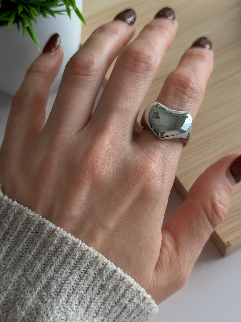 Silver Puffy Heart Ring