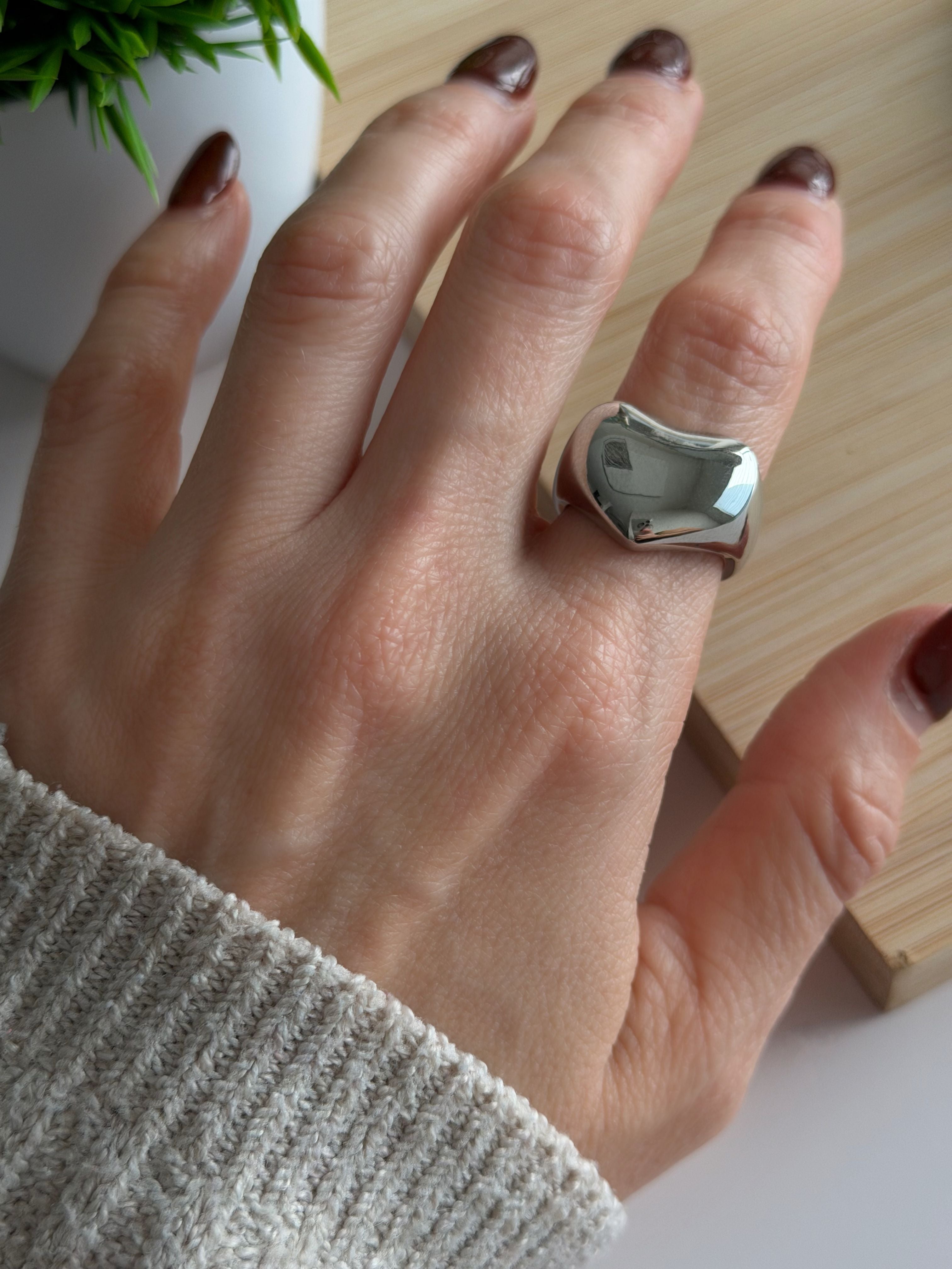 Silver Puffy Heart Ring