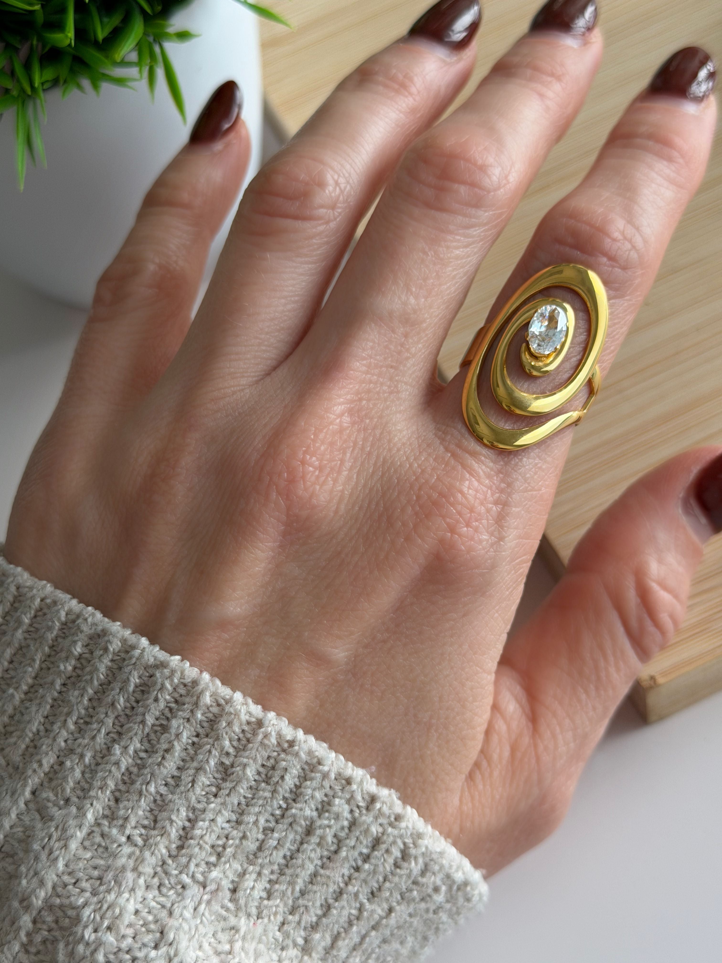 Orbit Oval Statement Ring