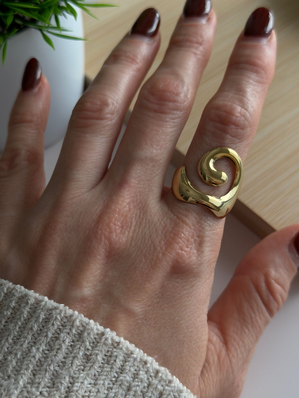 Modern Spiral Statement Ring