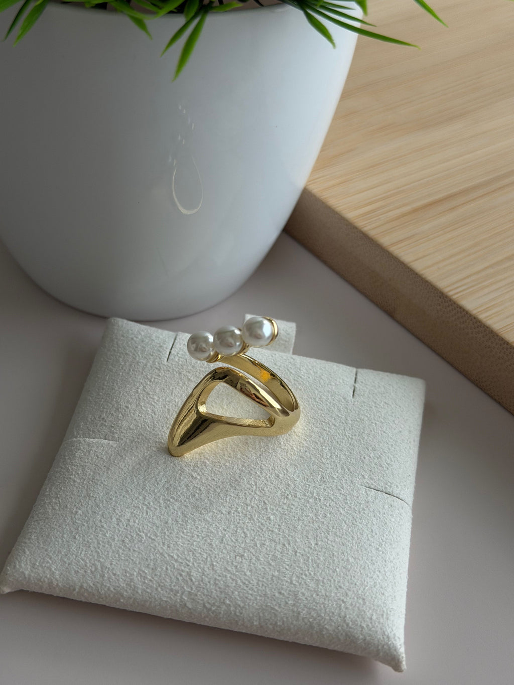 Pearl Accent Sculptural Ring