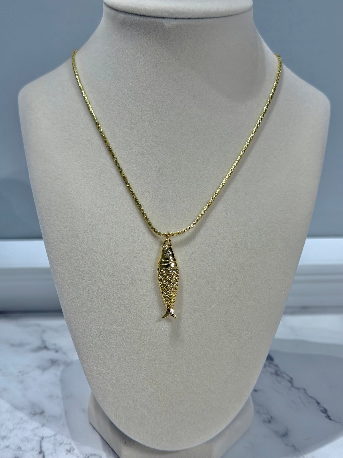 Golden Fish Pendant Necklace