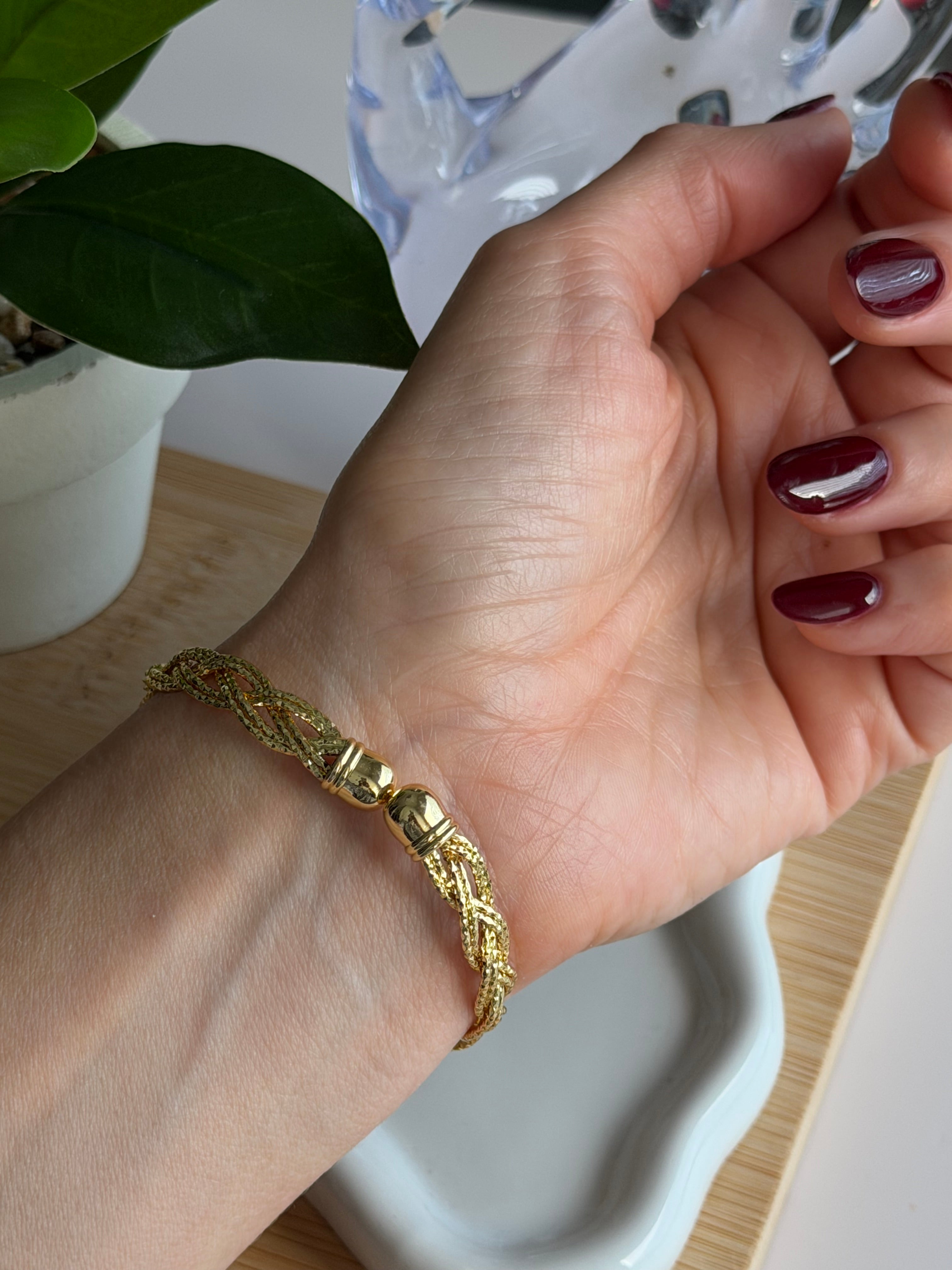Braided Gold Beaded Bracelet