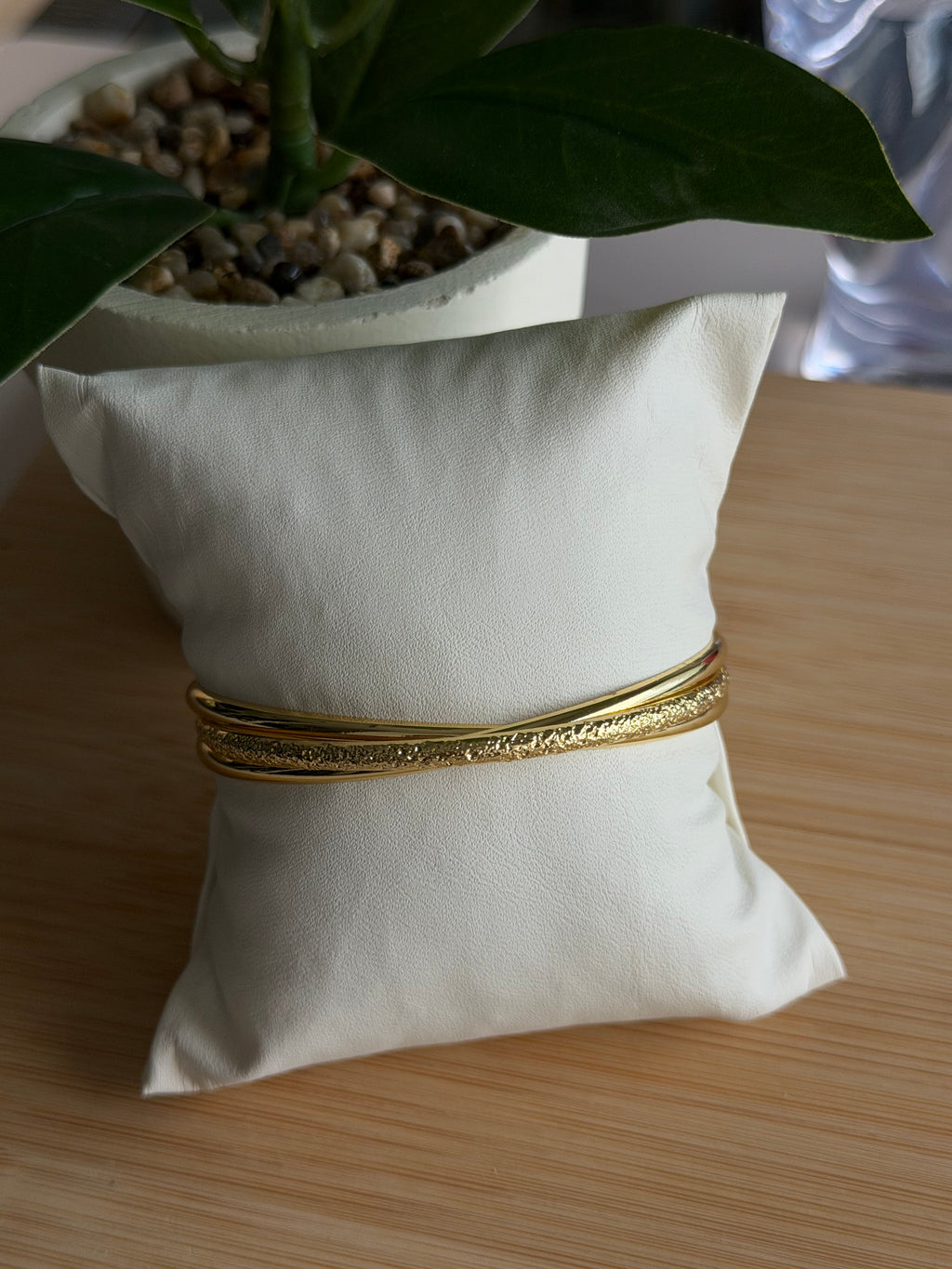 Textured Double-Bar Gold Cuff