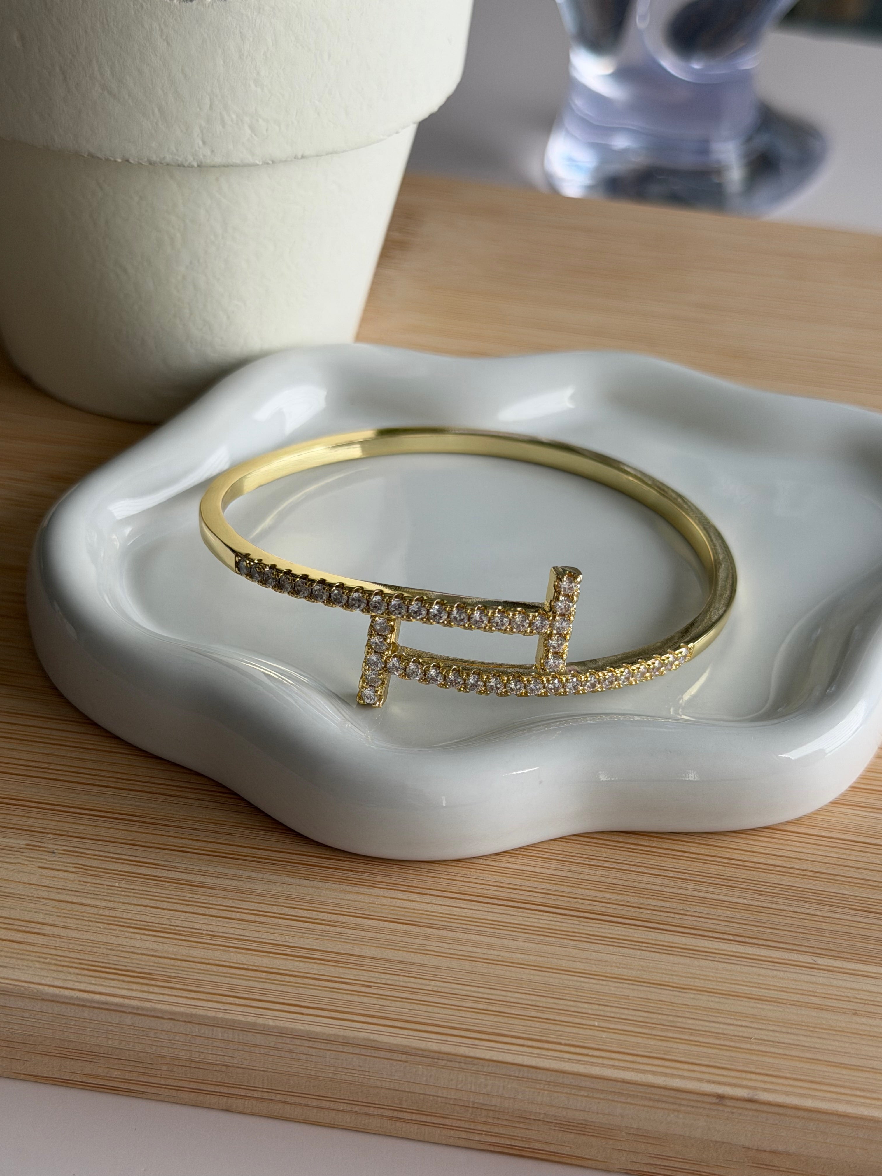 T Crystal Open Bangle