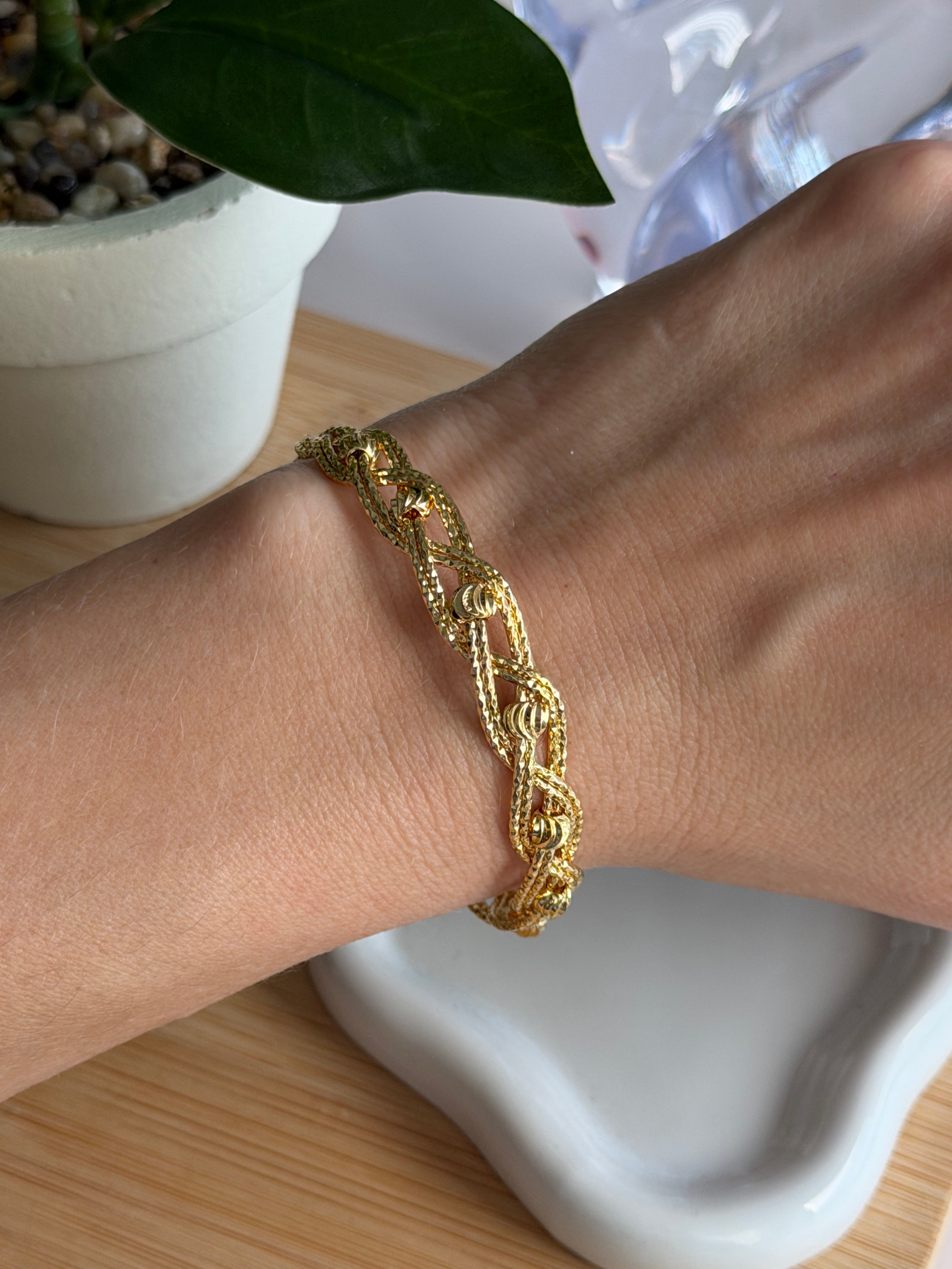 Braided Gold Beaded Bracelet