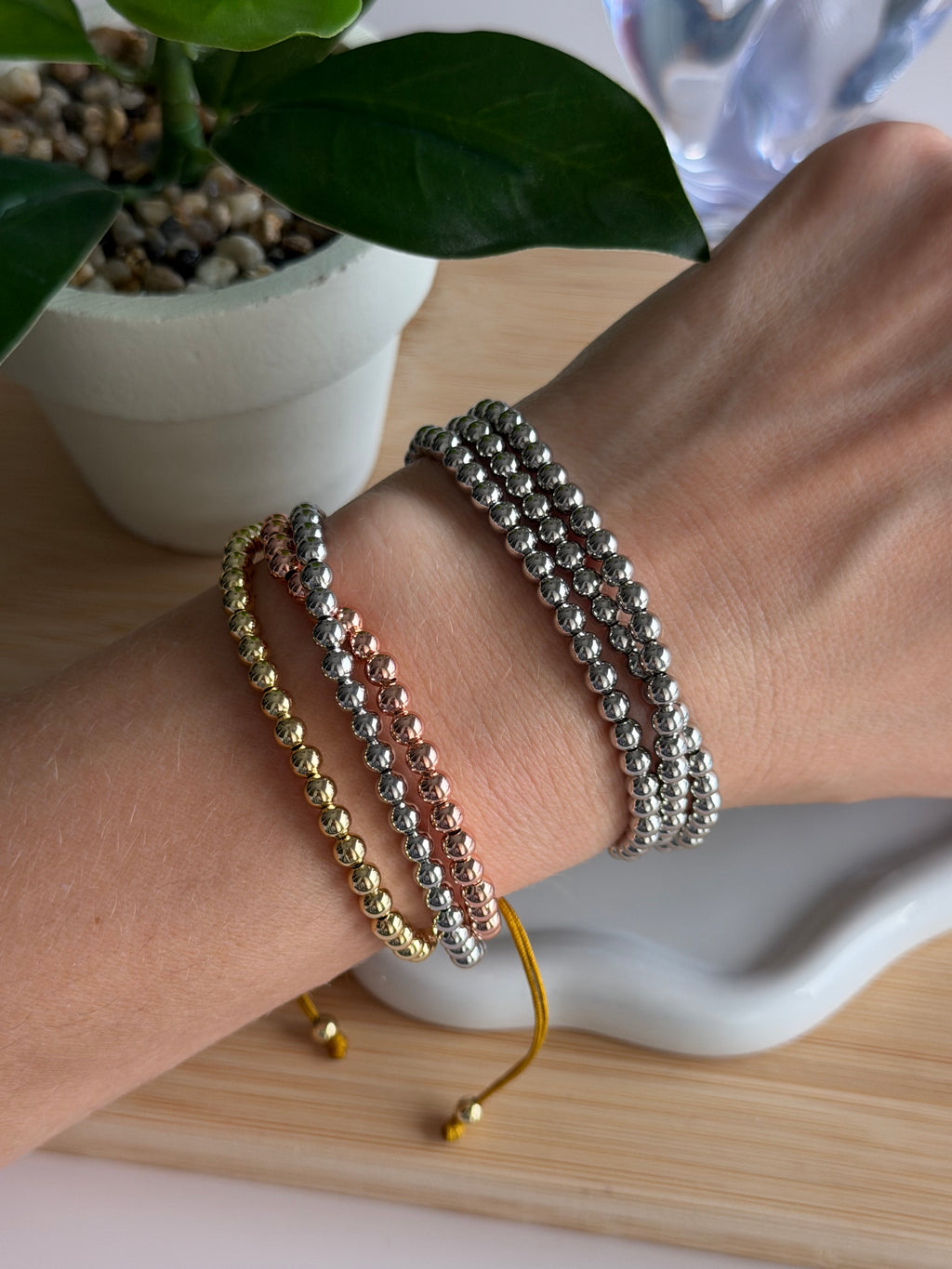 Triple Bead Slider Bracelet