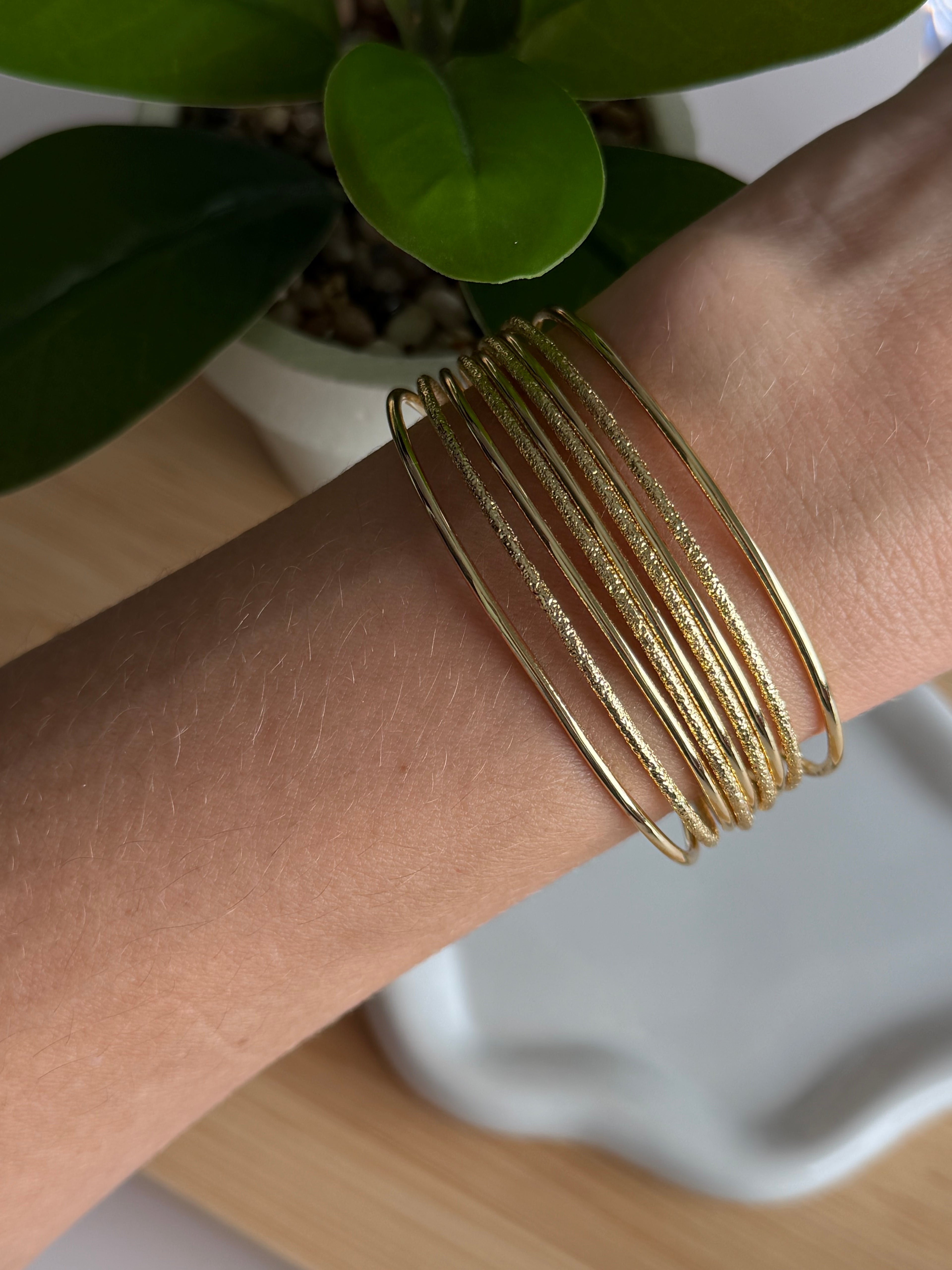 Multi-Wire Textured Gold Cuff