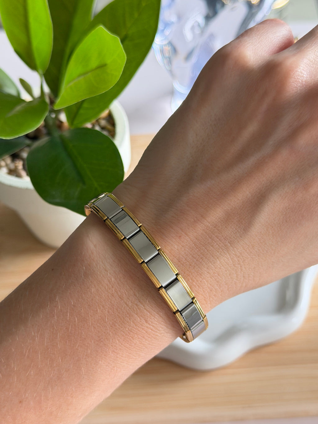 Elastic Duo-Tone Stainless Bracelet