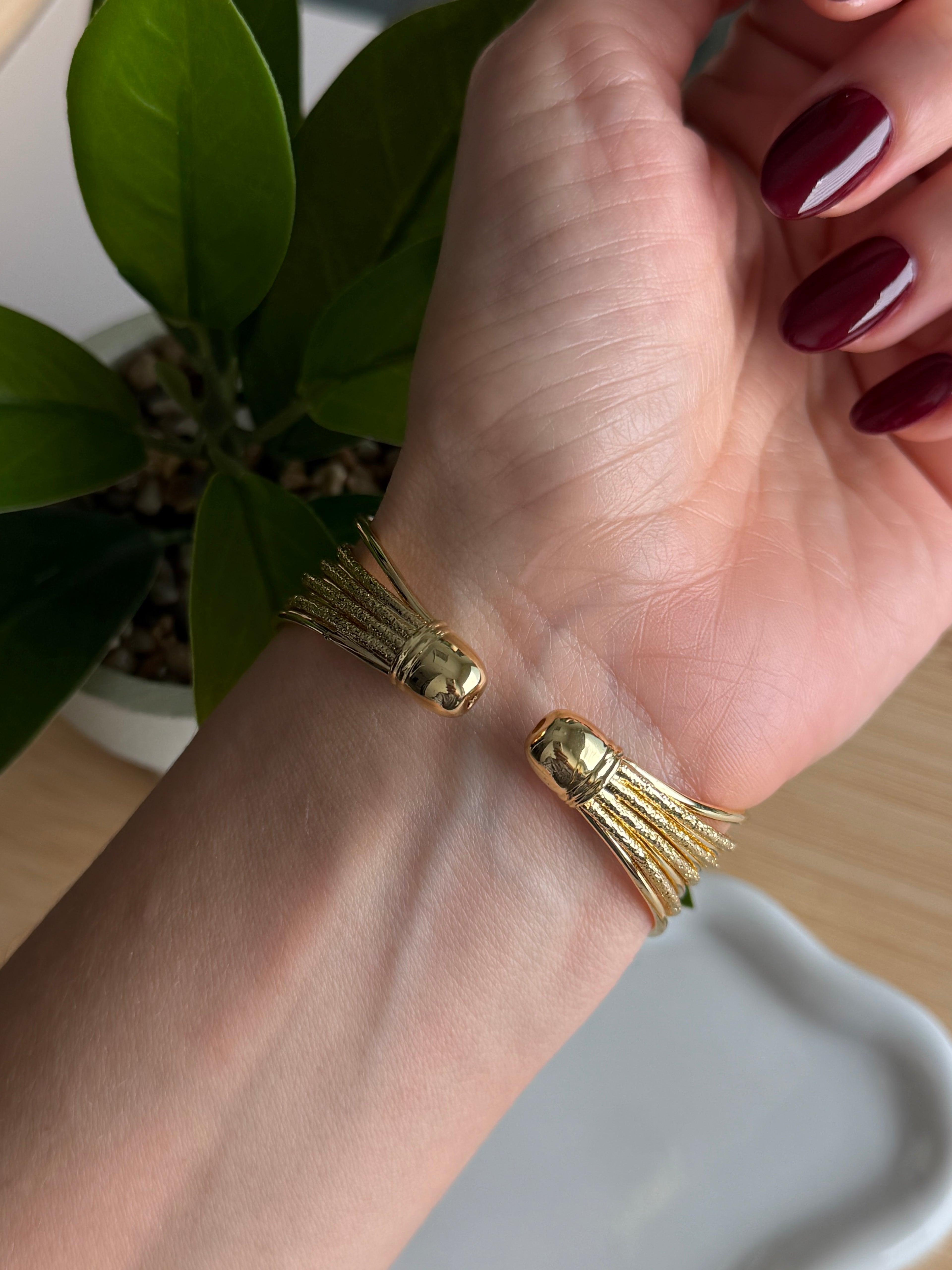 Multi-Wire Textured Gold Cuff