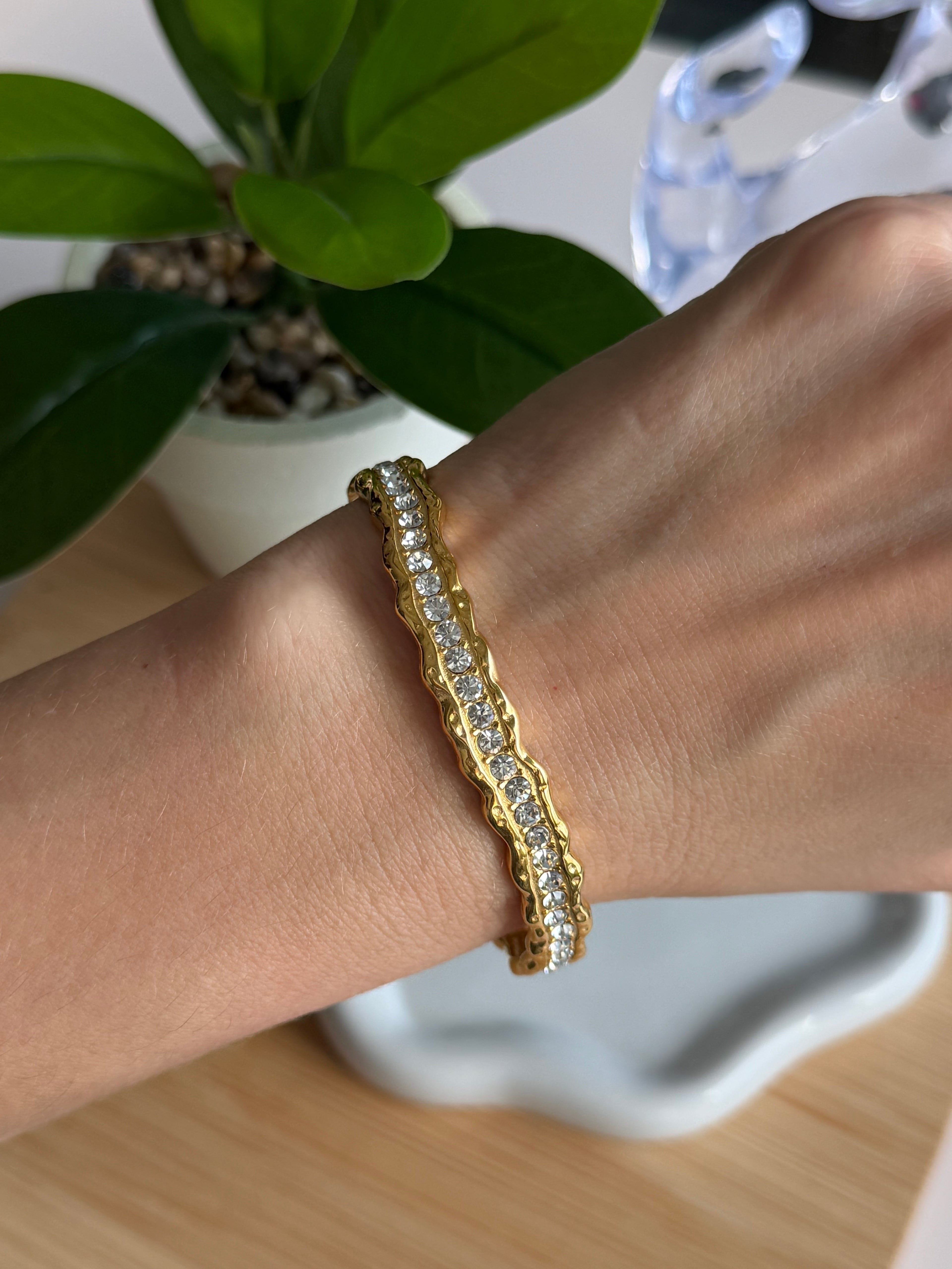 Gold Crystal Cuff Bracelet