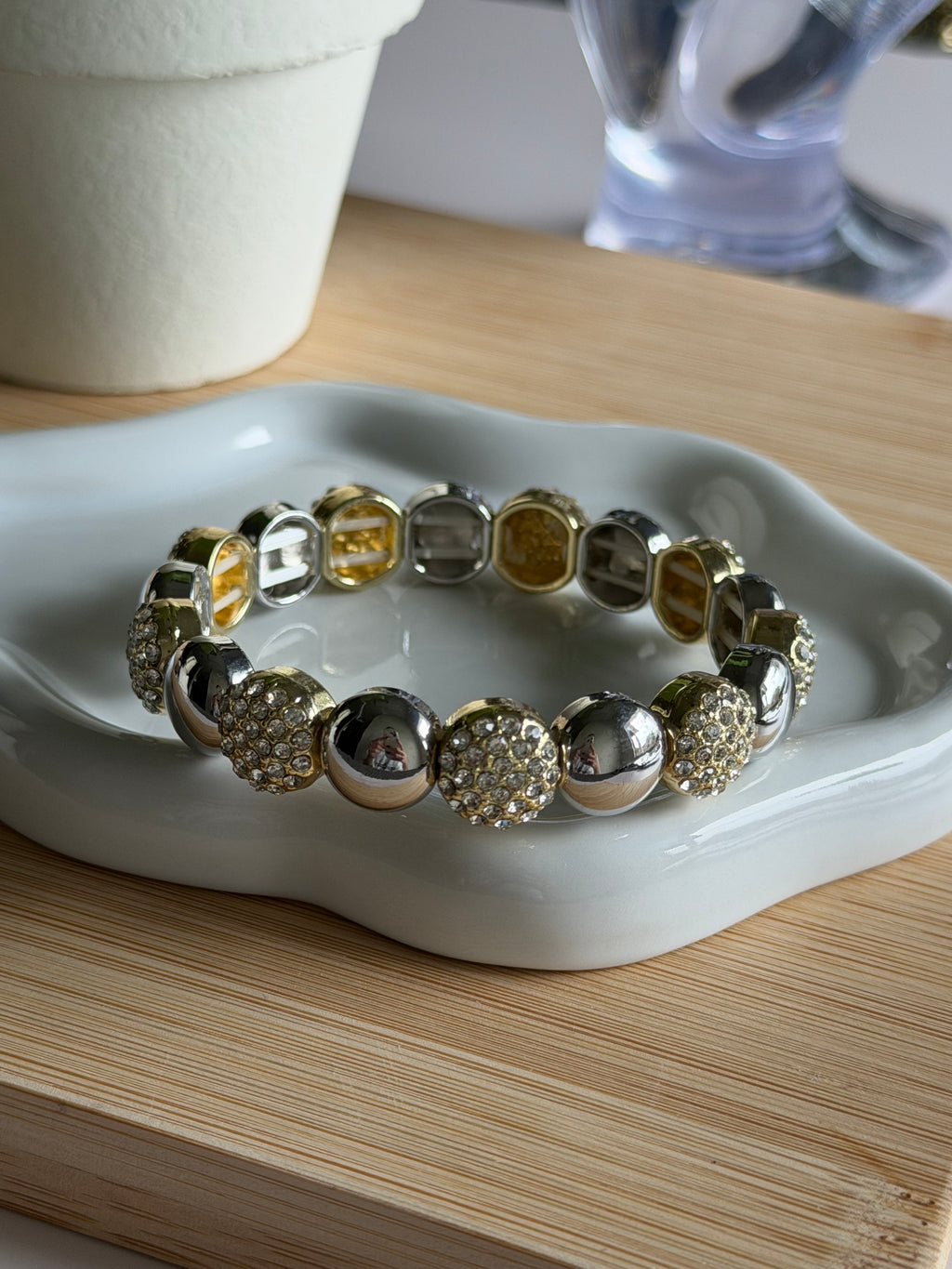 Metallic Duo Pavé Bead Bracelet