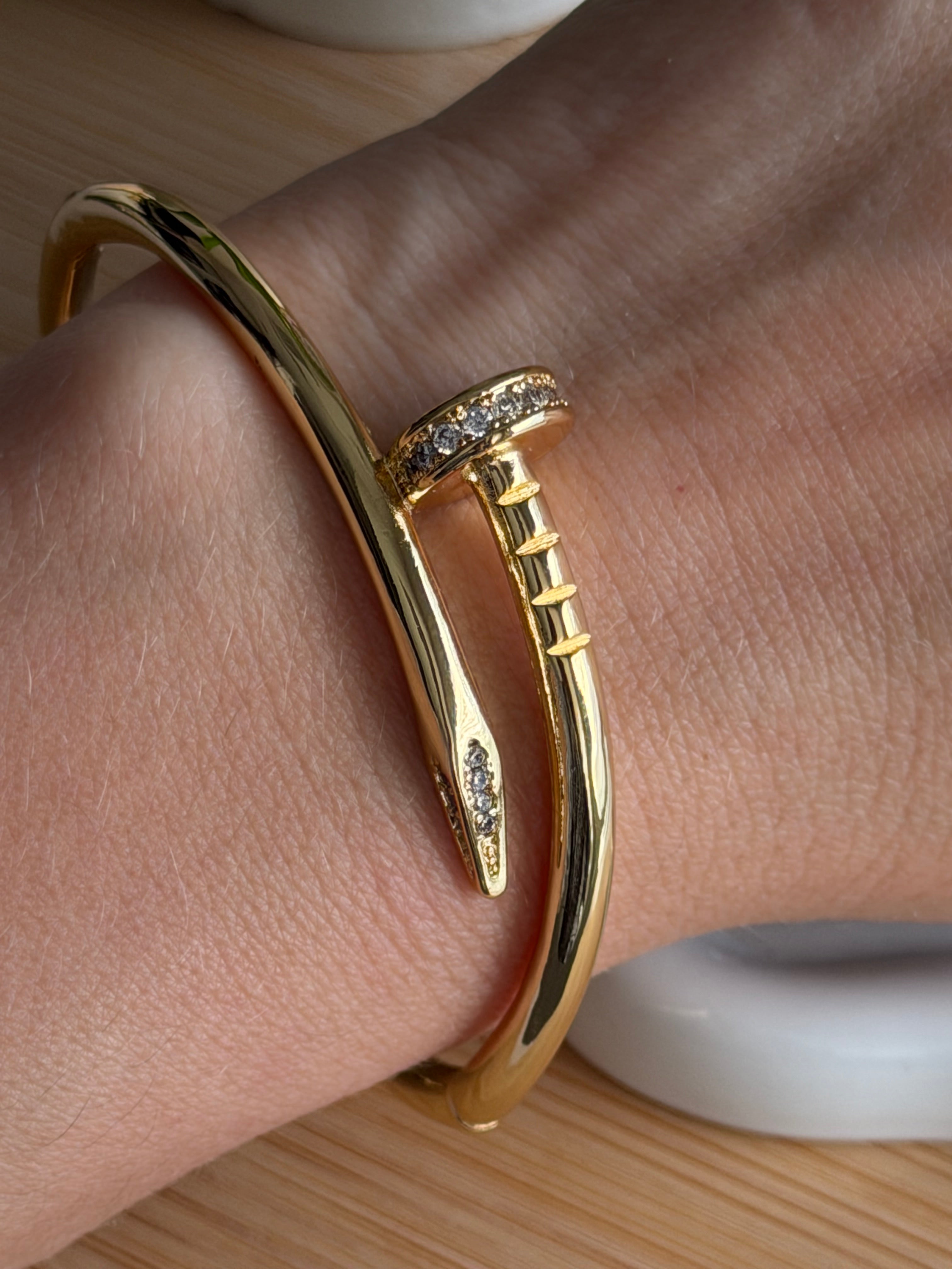 Gold Pavé Nail Cuff Bracelet