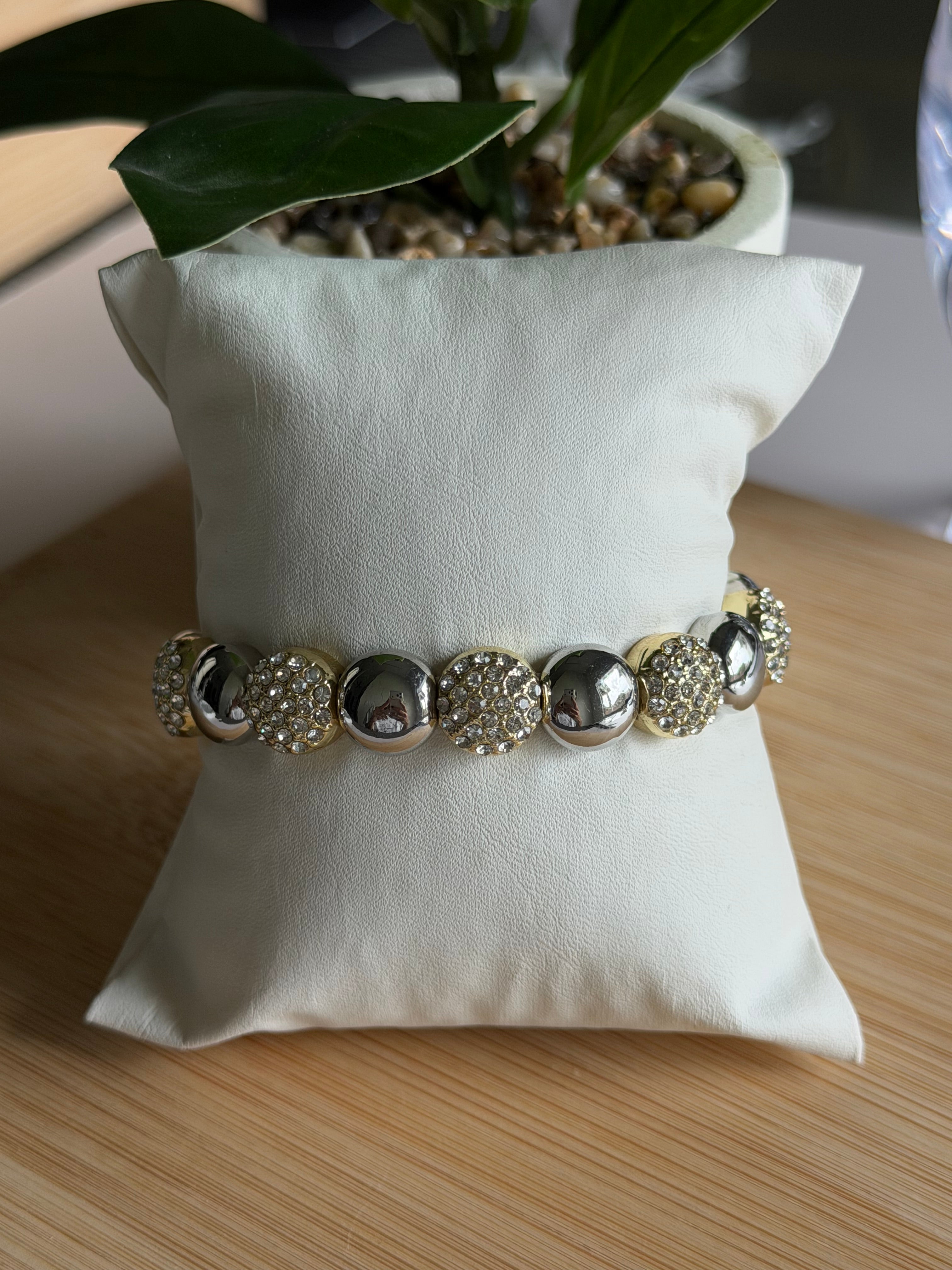 Metallic Duo Pavé Bead Bracelet