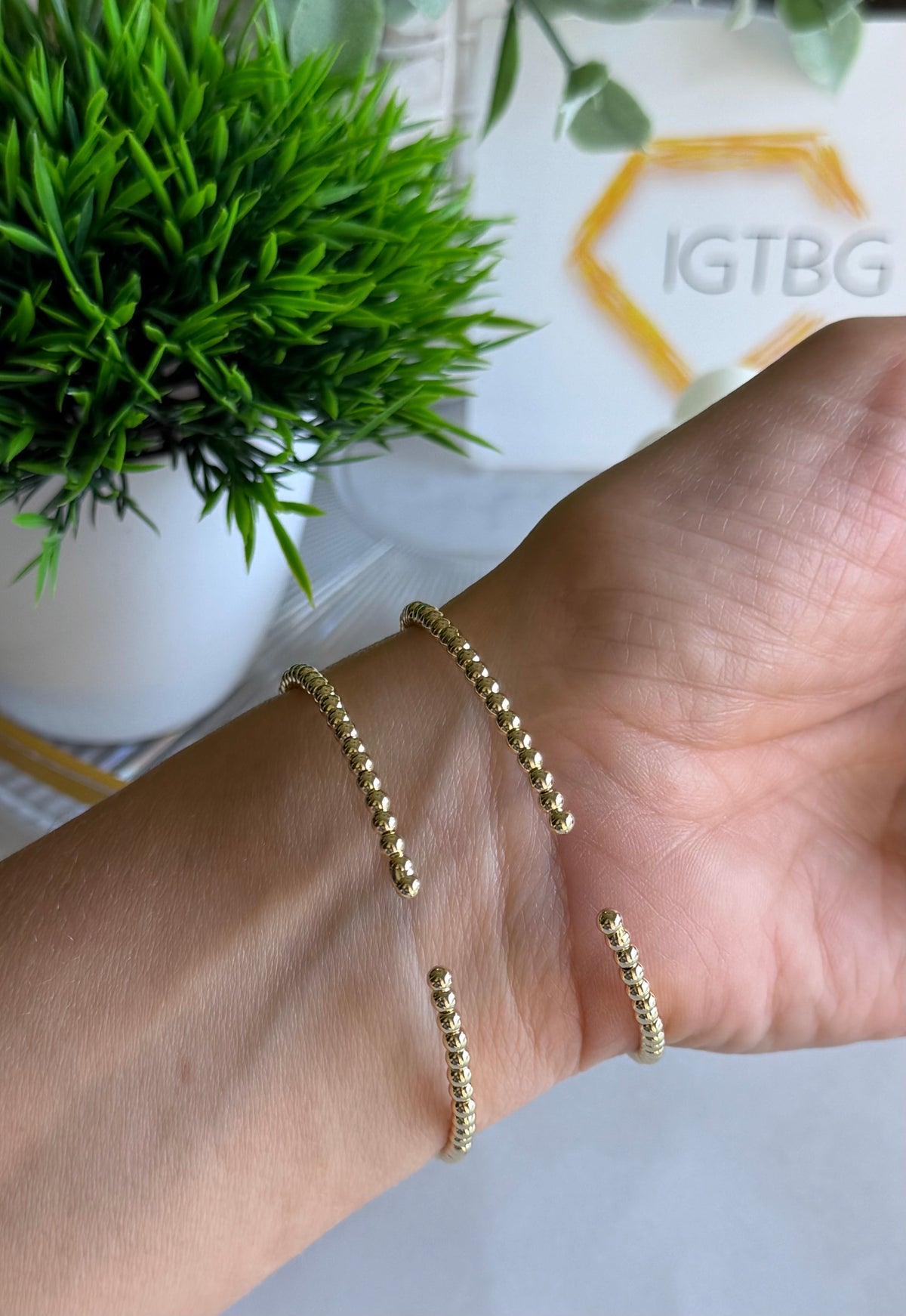 Beaded Gem Cuff Bracelet